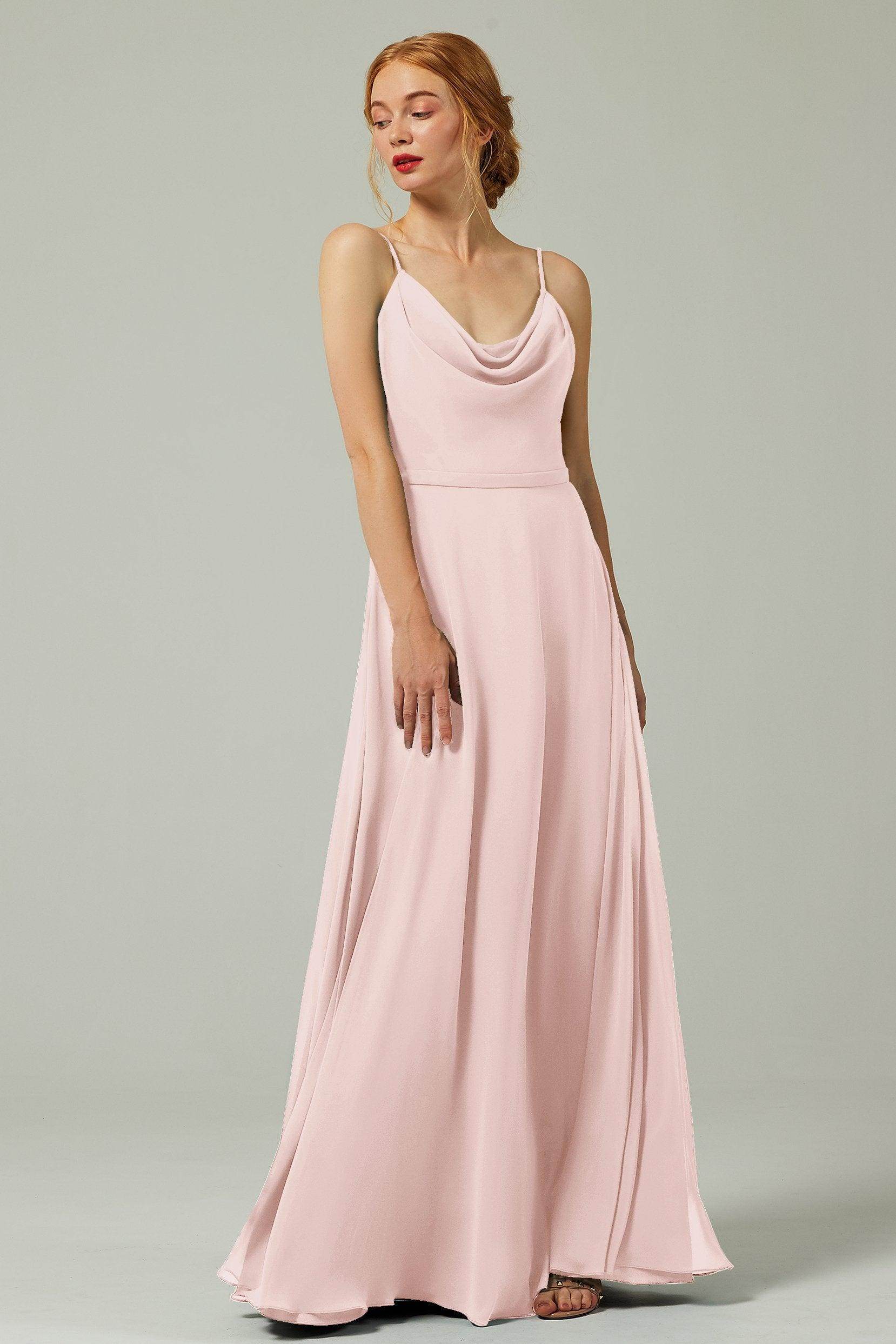 A-Line Floor Length Chiffon Bridesmaid Dress CB0322 - COCOMELODY