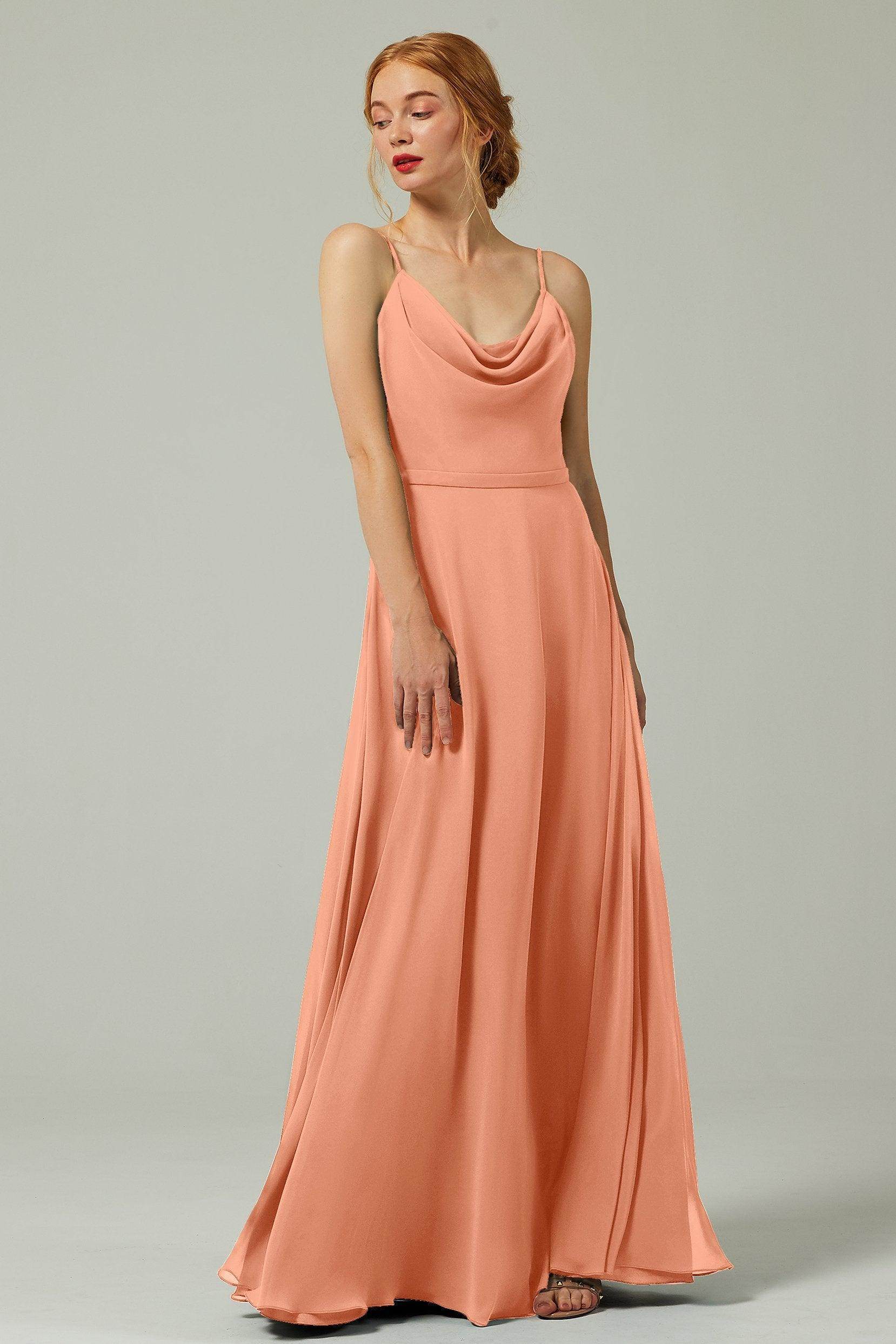 A-Line Floor Length Chiffon Bridesmaid Dress CB0322 - COCOMELODY