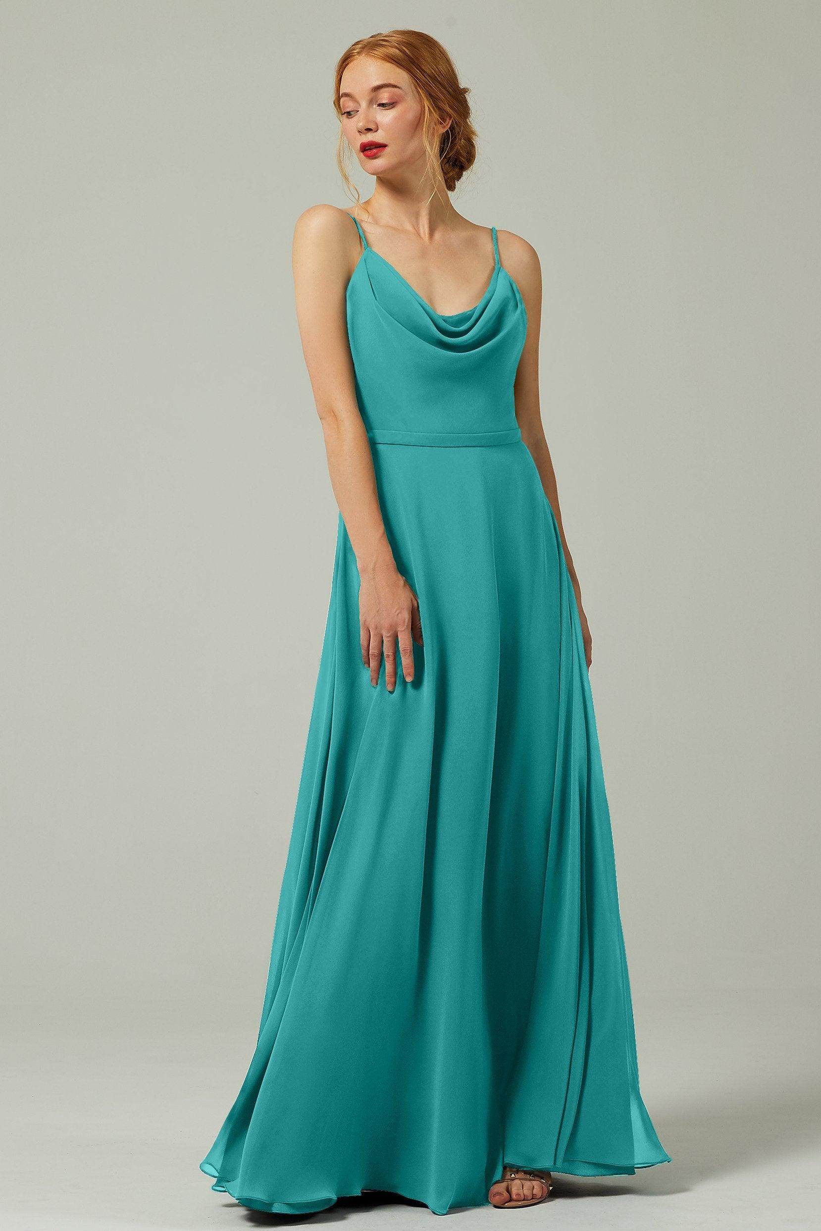 A-Line Floor Length Chiffon Bridesmaid Dress CB0322 - COCOMELODY