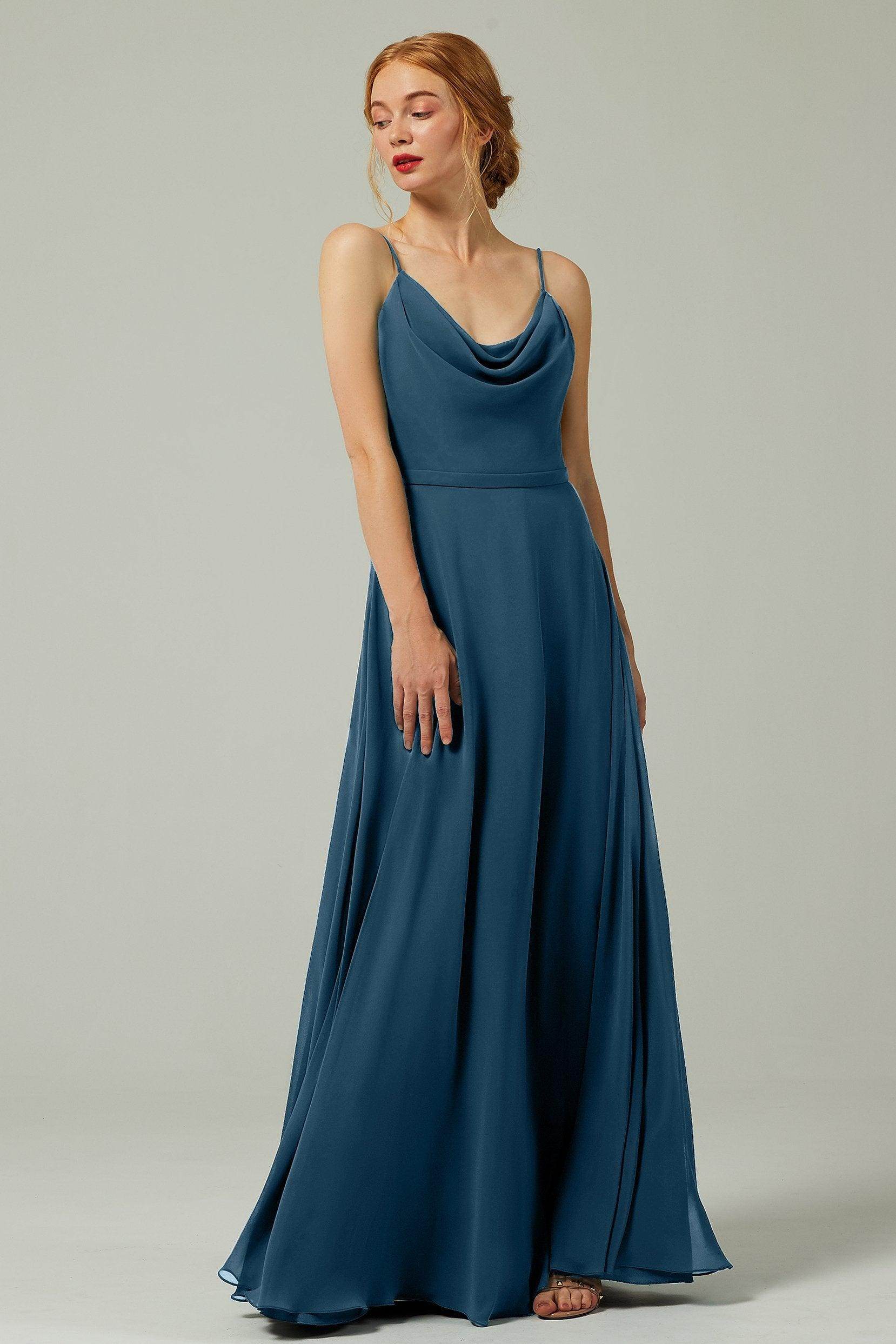A-Line Floor Length Chiffon Bridesmaid Dress CB0322 - COCOMELODY