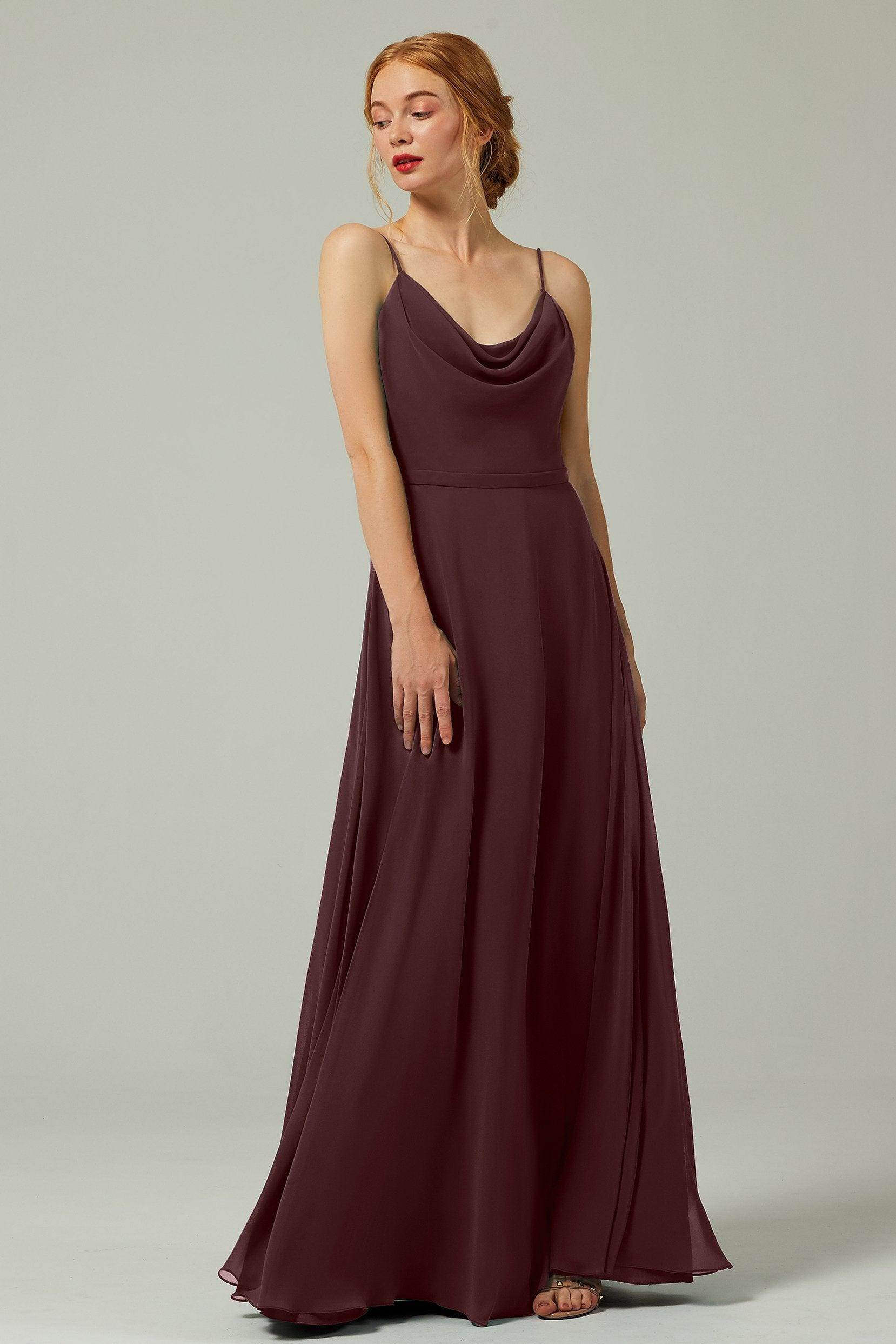 A-Line Floor Length Chiffon Bridesmaid Dress CB0322 - COCOMELODY
