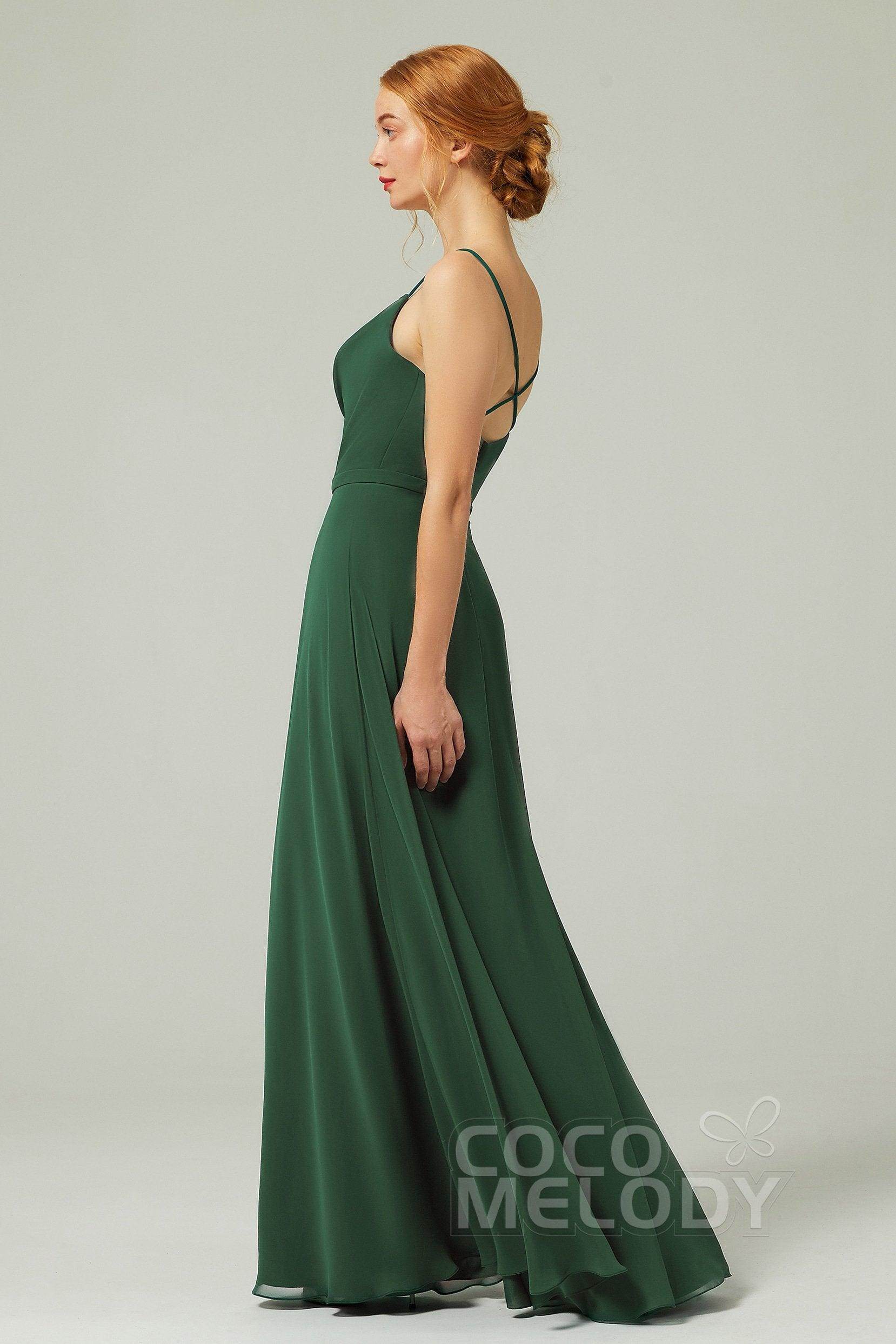 A-Line Floor Length Chiffon Bridesmaid Dress CB0322 - COCOMELODY