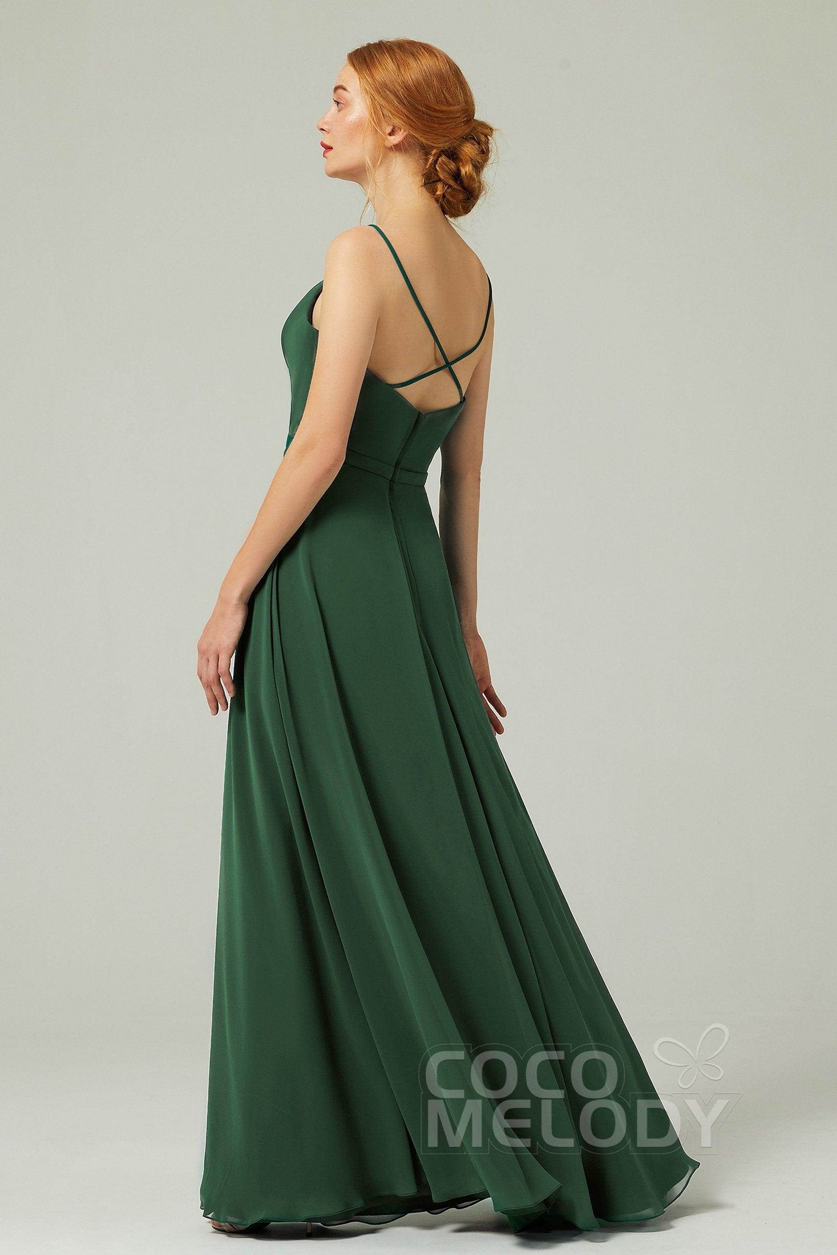 A-Line Floor Length Chiffon Bridesmaid Dress CB0322 - COCOMELODY