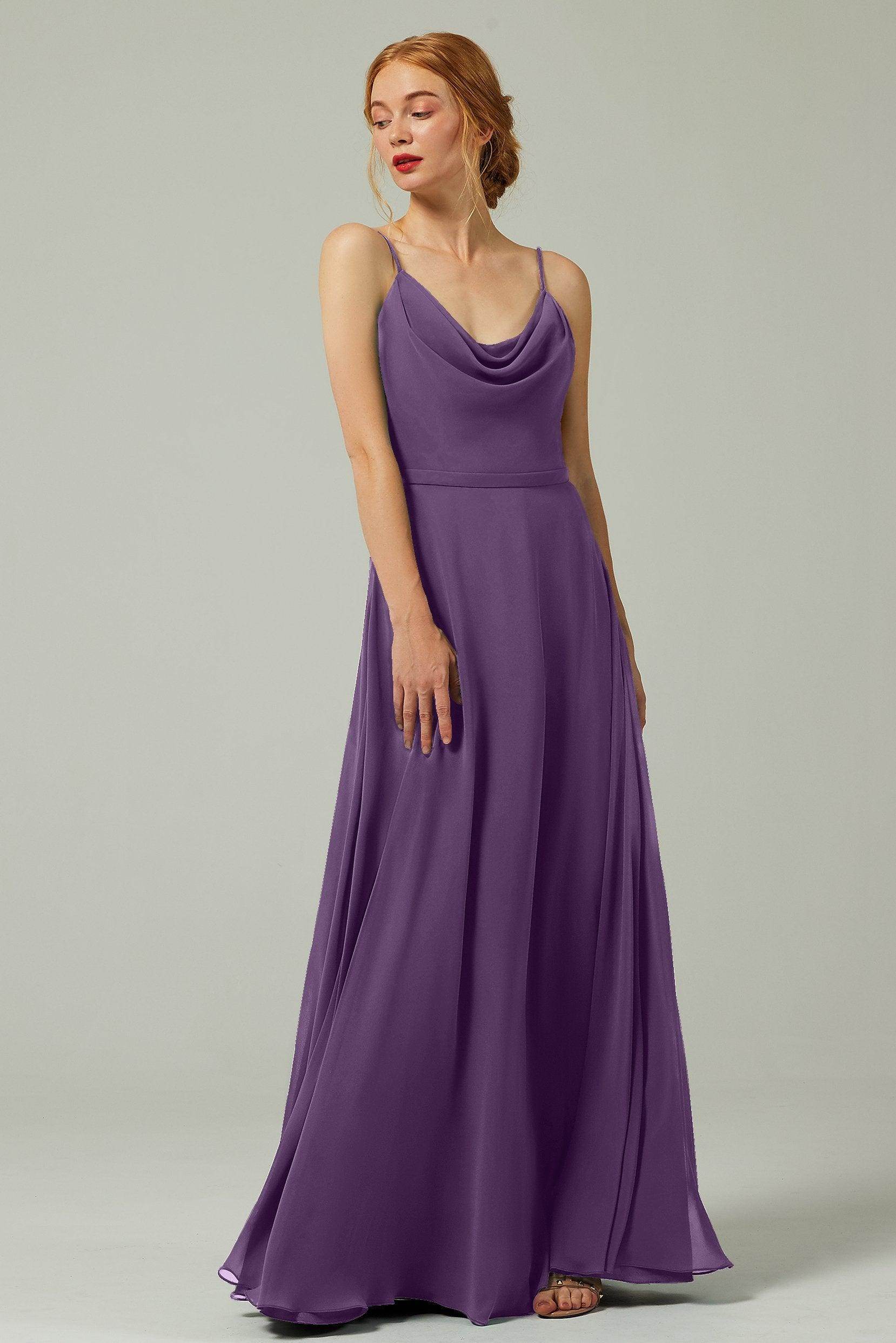 A-Line Floor Length Chiffon Bridesmaid Dress CB0322 - COCOMELODY