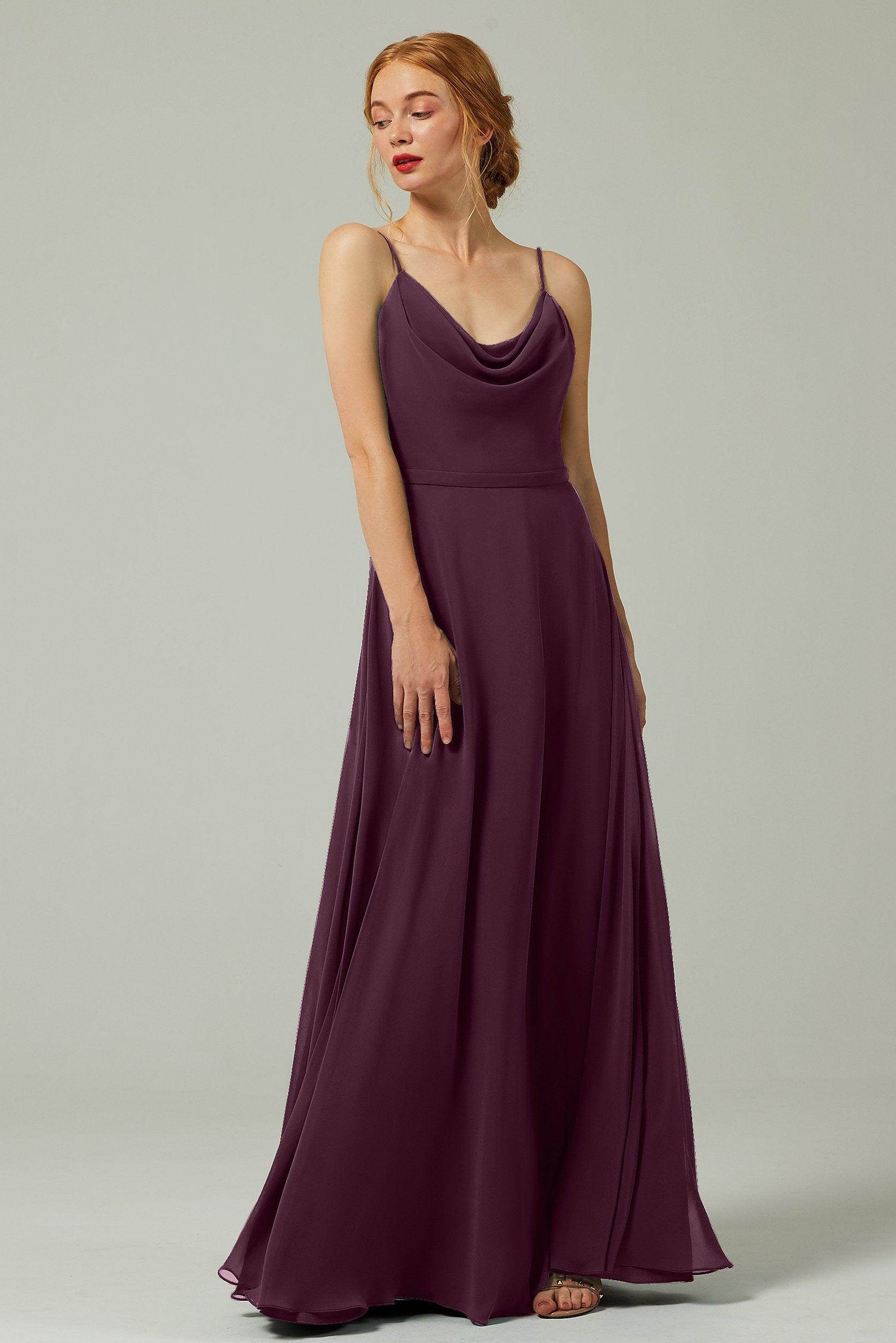 A-Line Floor Length Chiffon Bridesmaid Dress CB0322 - COCOMELODY
