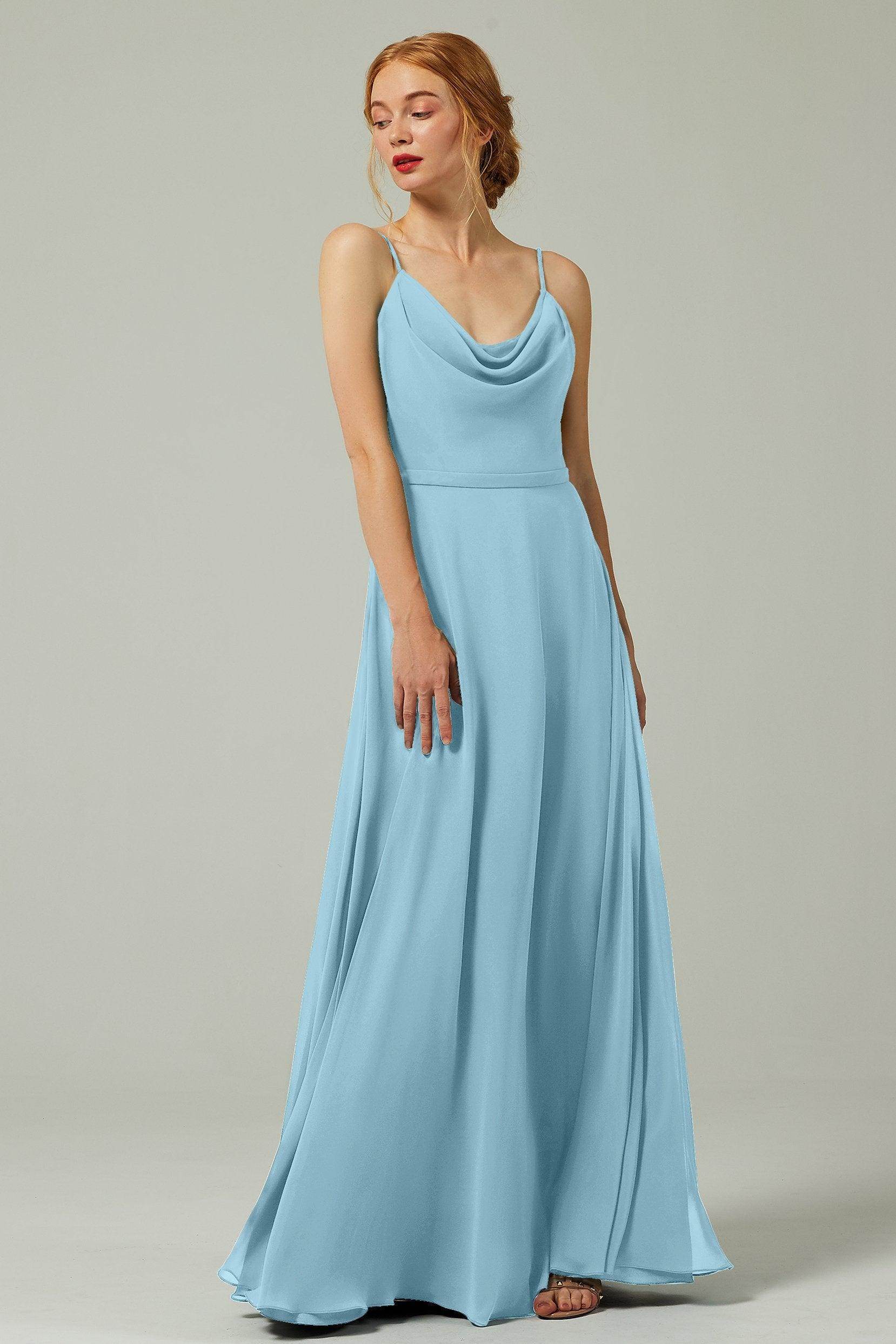 A-Line Floor Length Chiffon Bridesmaid Dress CB0322 - COCOMELODY