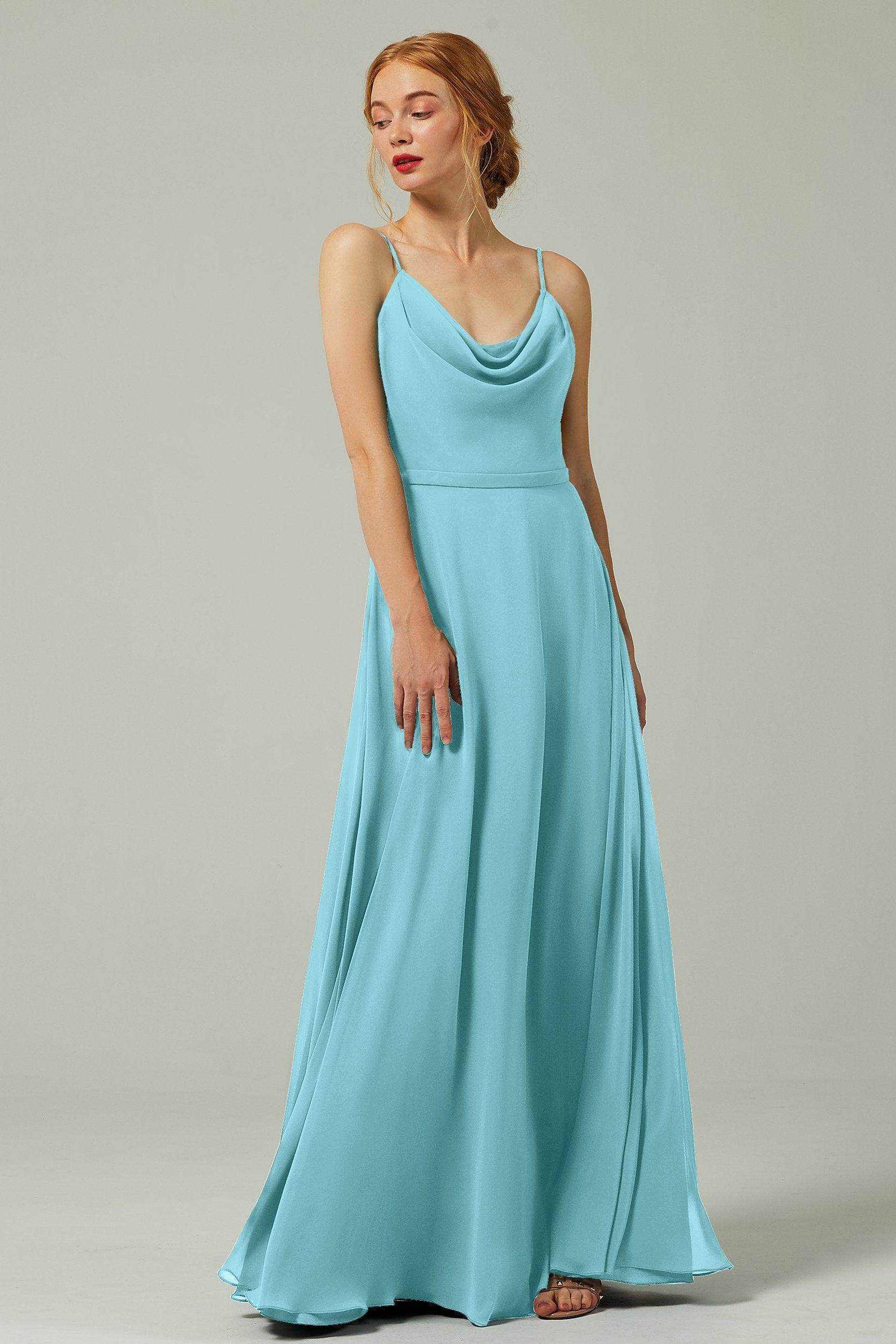 A-Line Floor Length Chiffon Bridesmaid Dress CB0322 - COCOMELODY