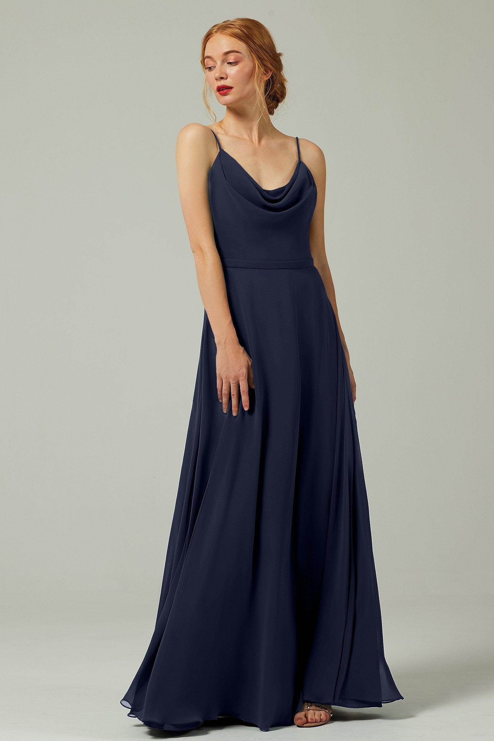 A-Line Floor Length Chiffon Bridesmaid Dress CB0322 - COCOMELODY
