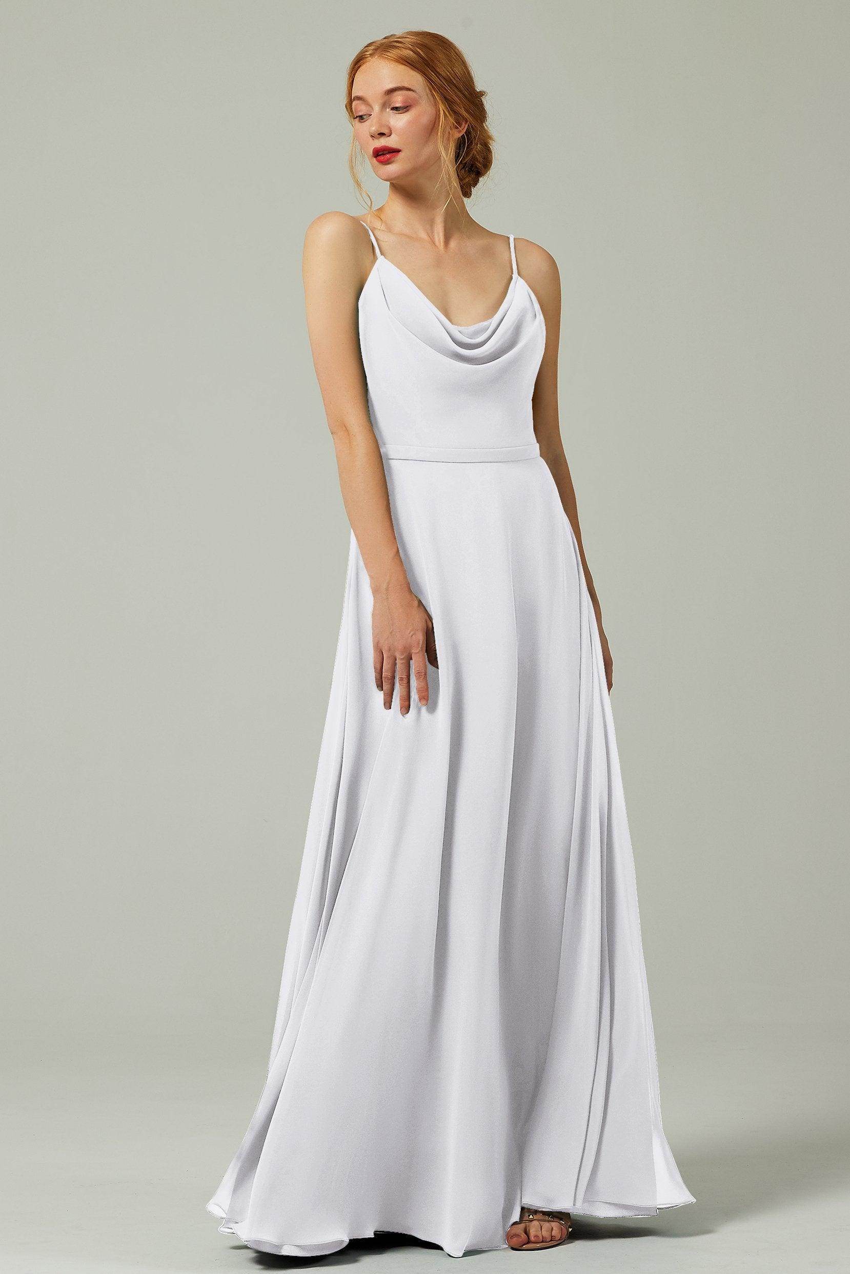 A-Line Floor Length Chiffon Bridesmaid Dress CB0322 - COCOMELODY