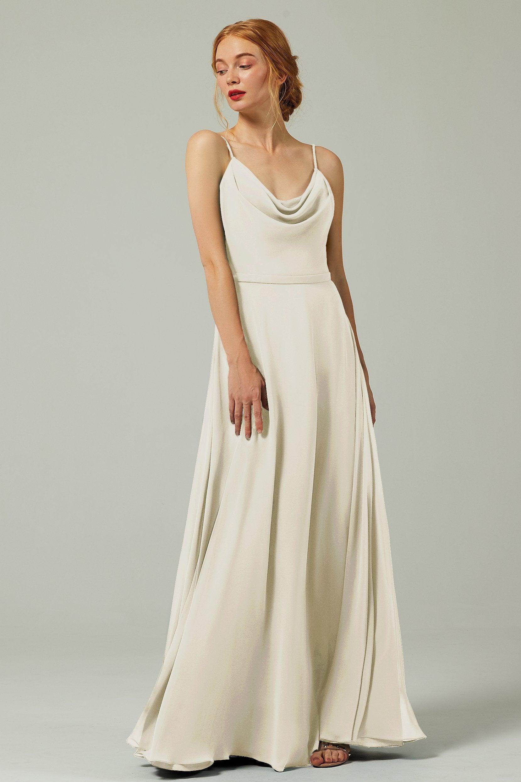 A-Line Floor Length Chiffon Bridesmaid Dress CB0322 - COCOMELODY