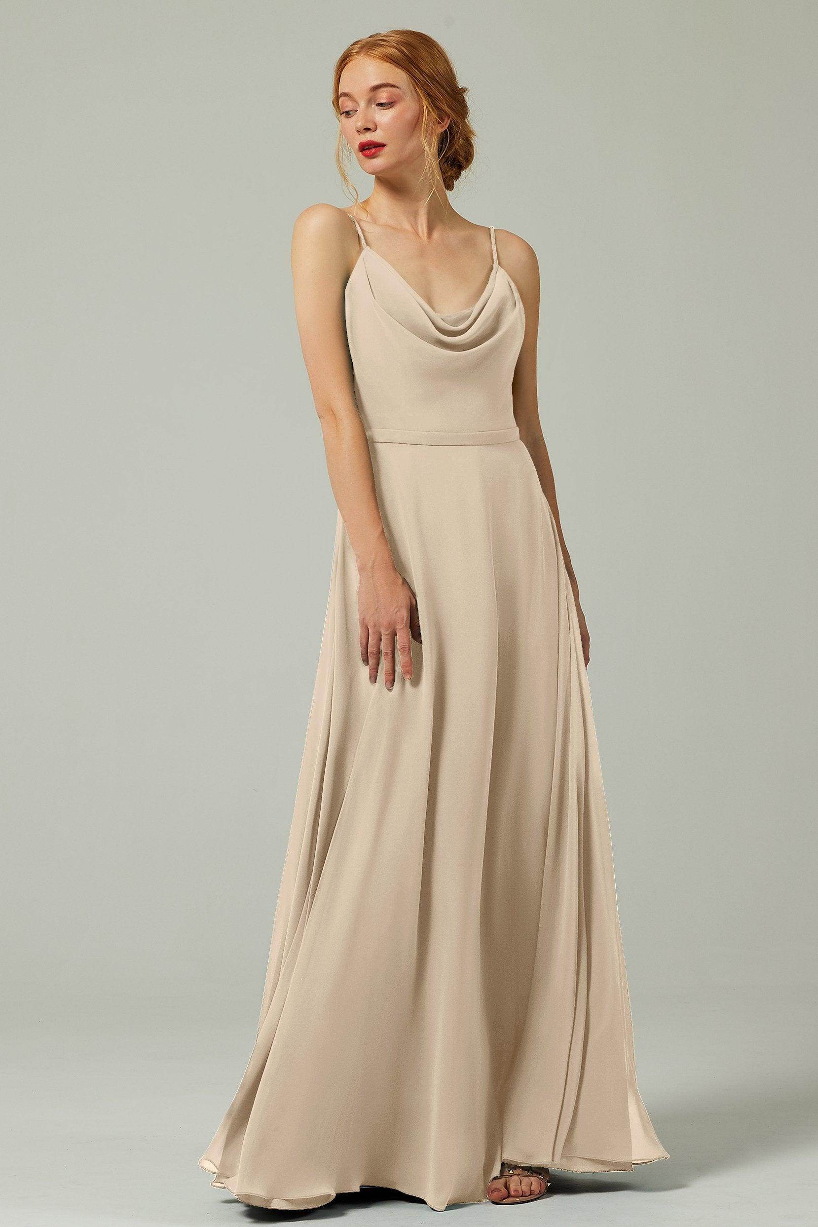 A-Line Floor Length Chiffon Bridesmaid Dress CB0322 - COCOMELODY