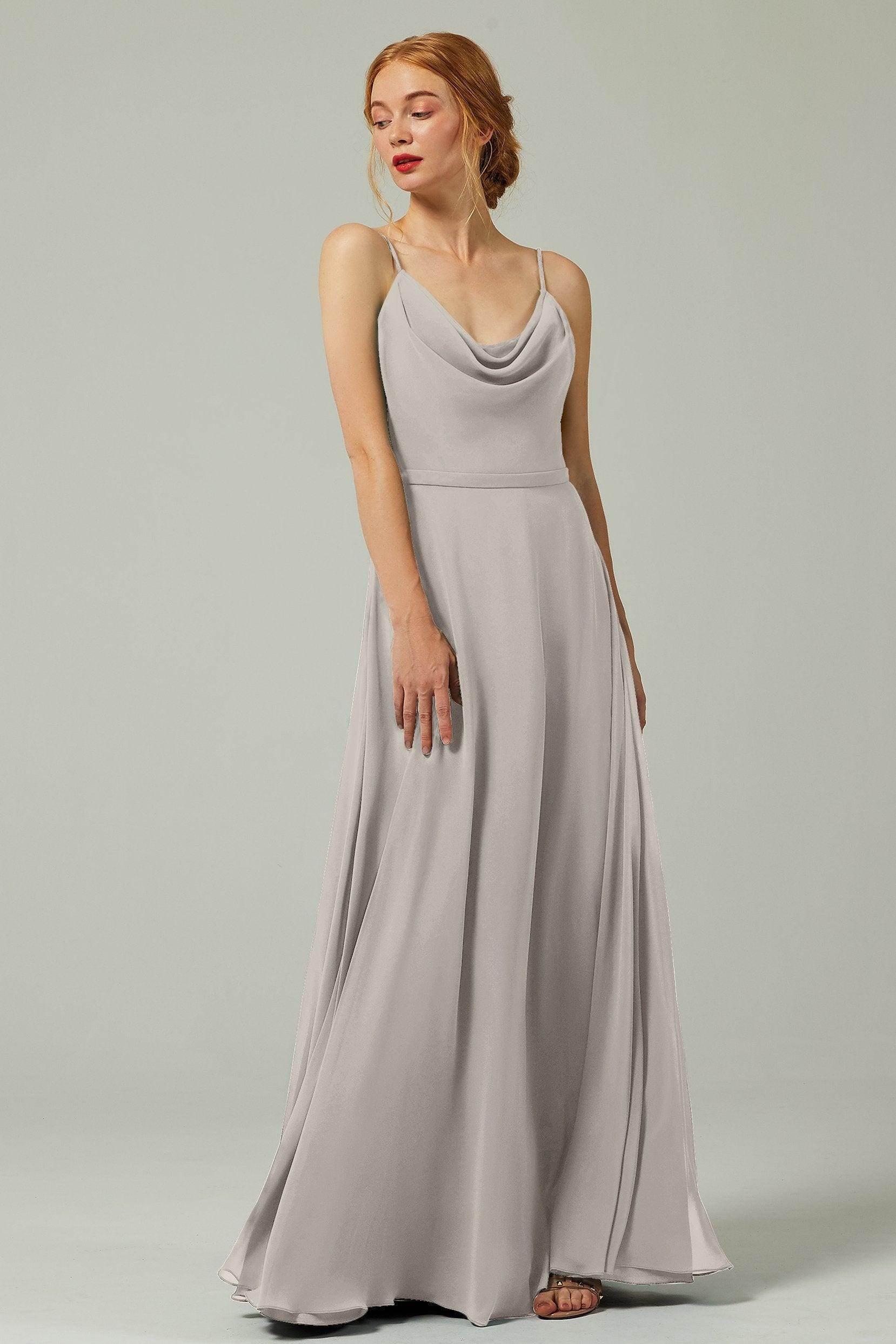 A-Line Floor Length Chiffon Bridesmaid Dress CB0322 - COCOMELODY