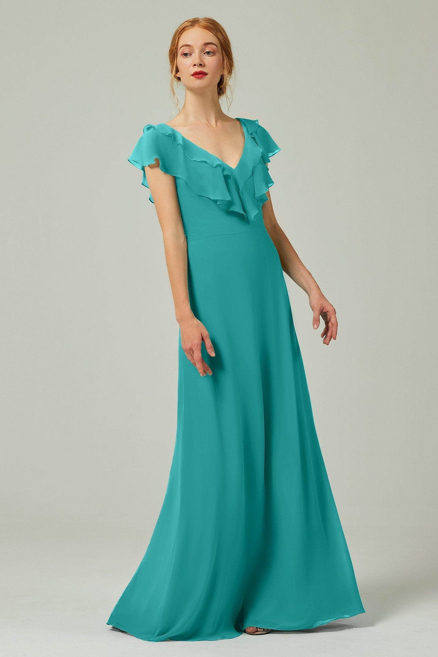 A-Line Floor Length Chiffon Bridesmaid Dress CB0323 - COCOMELODY