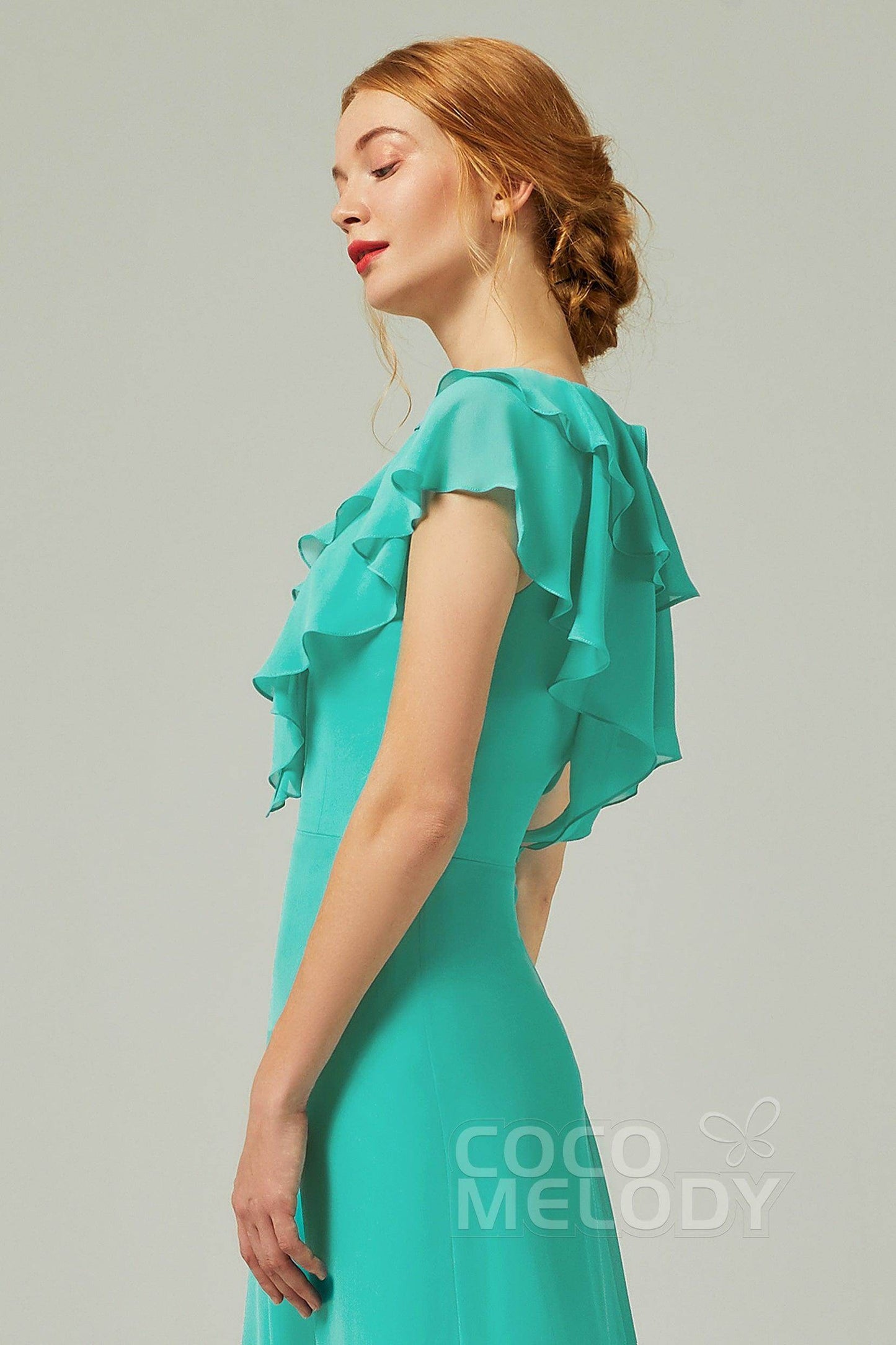 A-Line Floor Length Chiffon Bridesmaid Dress CB0323 - COCOMELODY