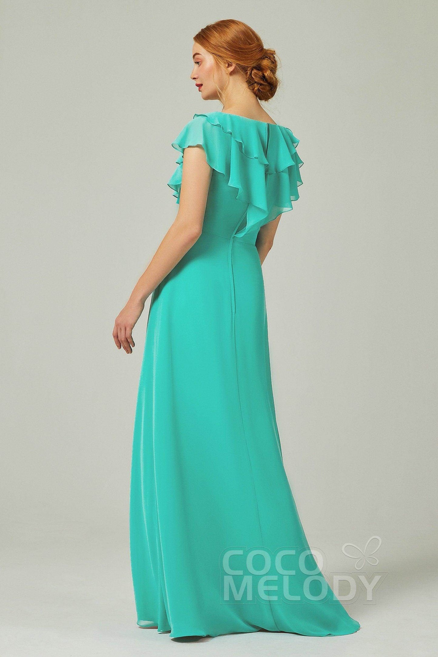 A-Line Floor Length Chiffon Bridesmaid Dress CB0323 - COCOMELODY
