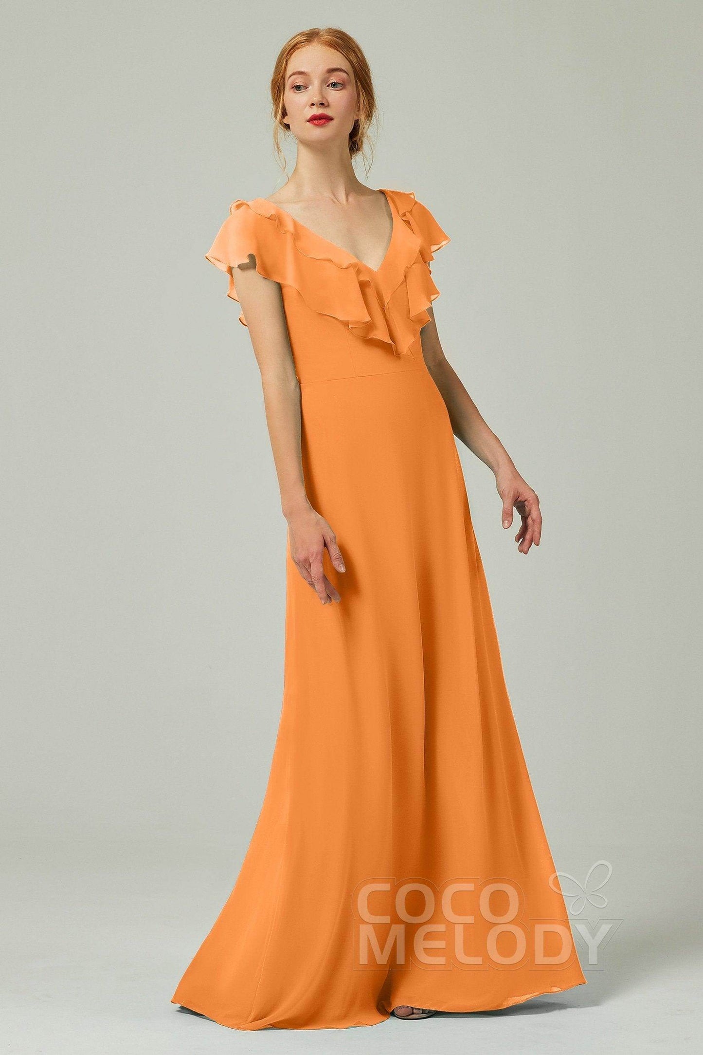 A-Line Floor Length Chiffon Bridesmaid Dress CB0323 - COCOMELODY