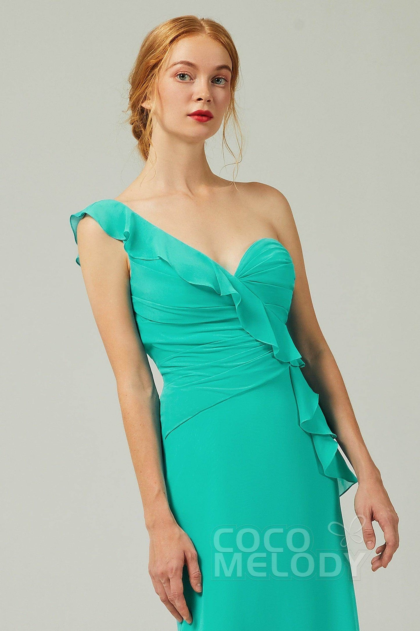 Sheath-Column Floor Length Chiffon Bridesmaid Dress CB0324 - COCOMELODY