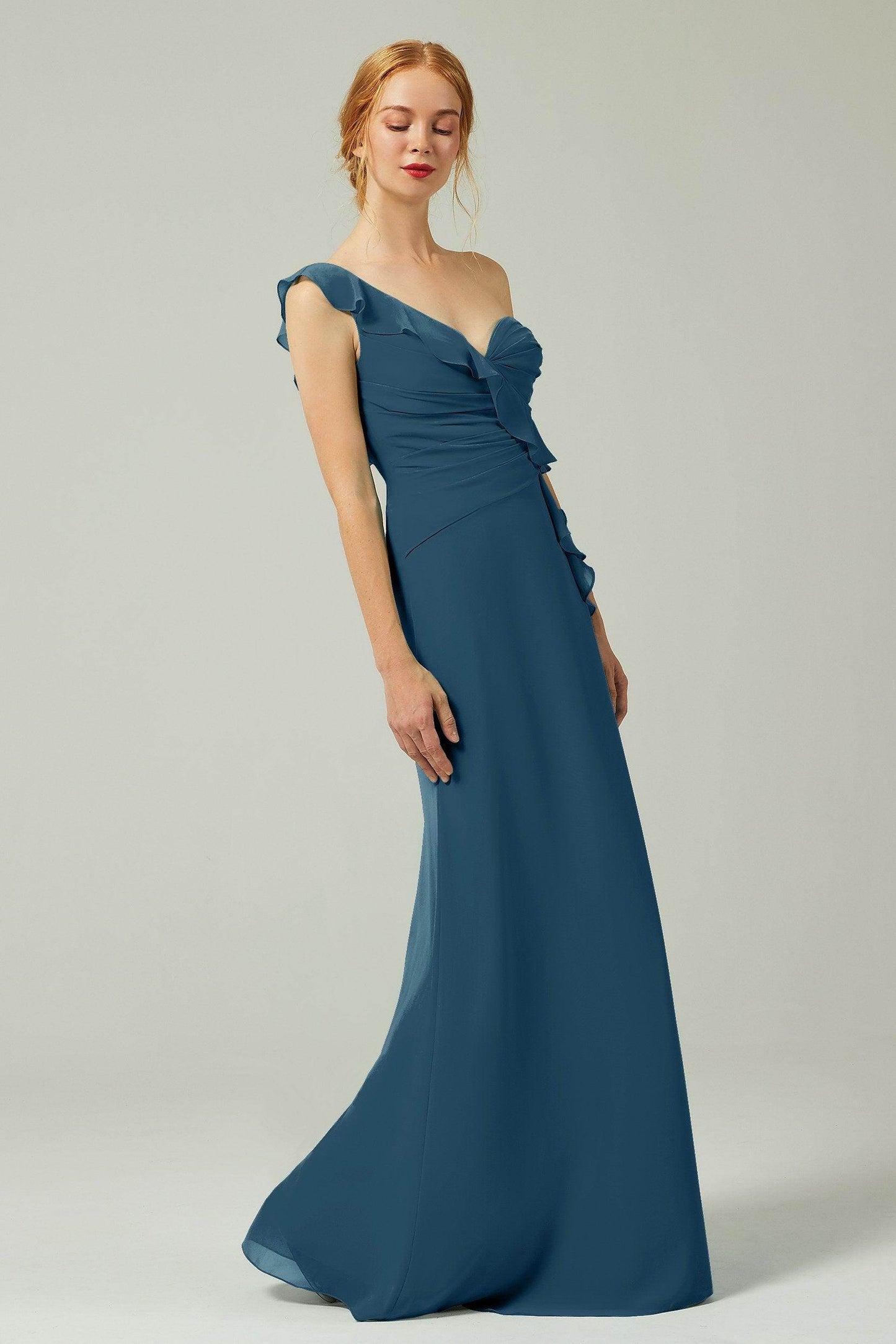 Sheath-Column Floor Length Chiffon Bridesmaid Dress CB0324 - COCOMELODY
