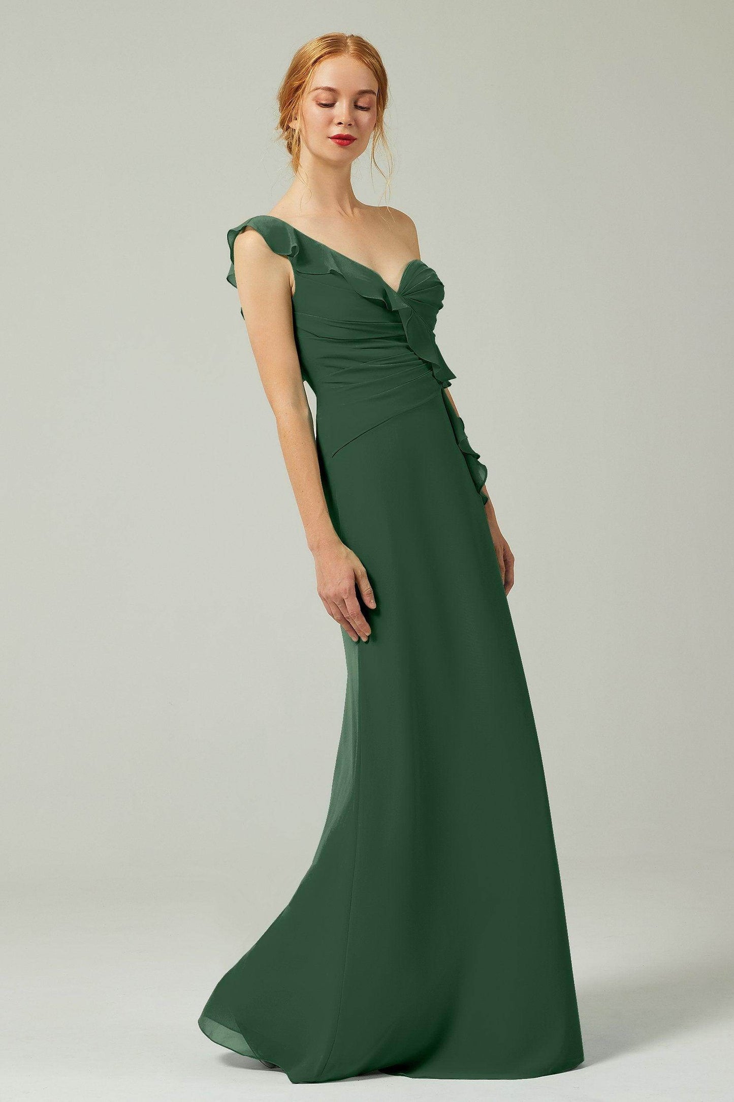 Sheath-Column Floor Length Chiffon Bridesmaid Dress CB0324 - COCOMELODY