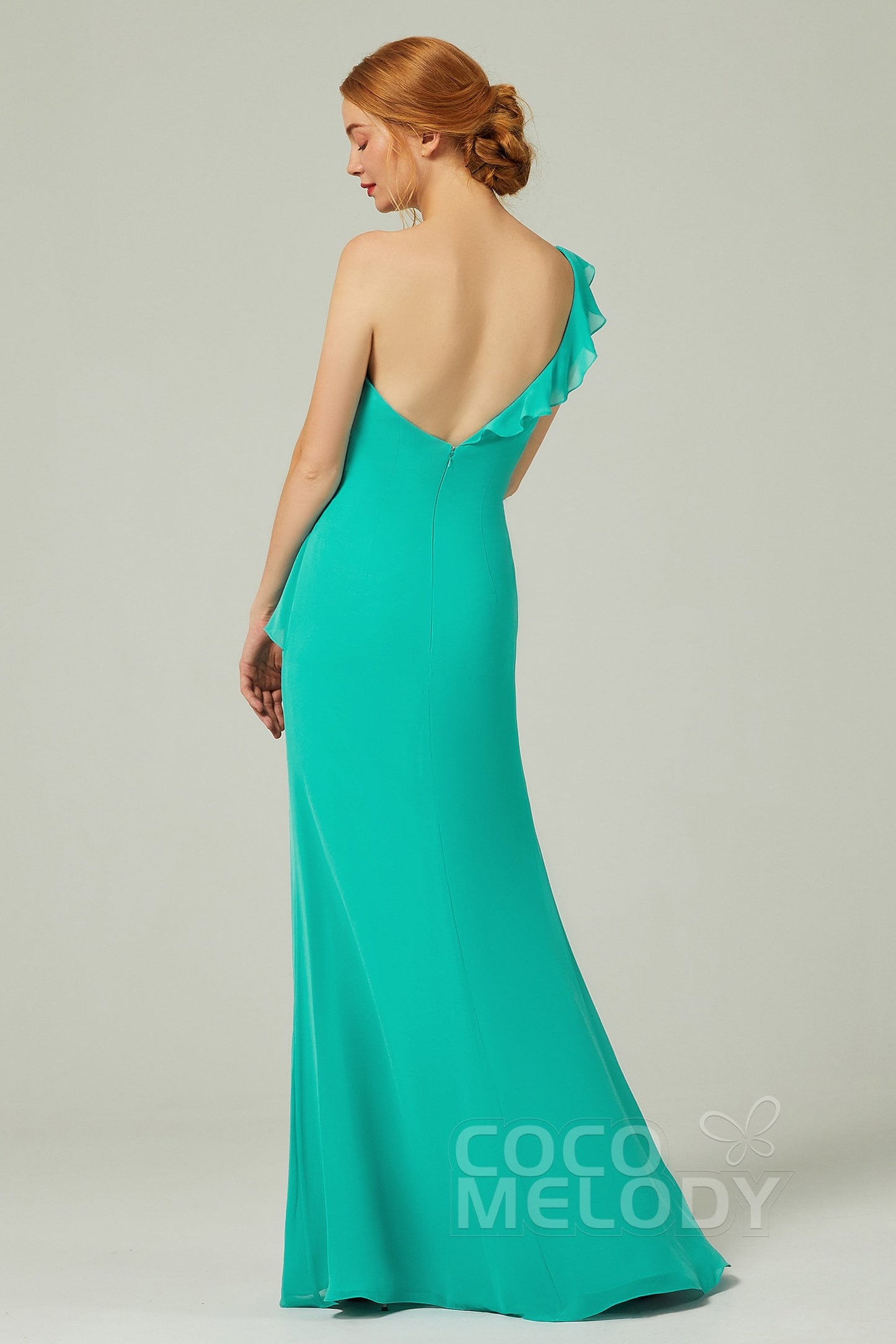 Sheath-Column Floor Length Chiffon Bridesmaid Dress CB0324