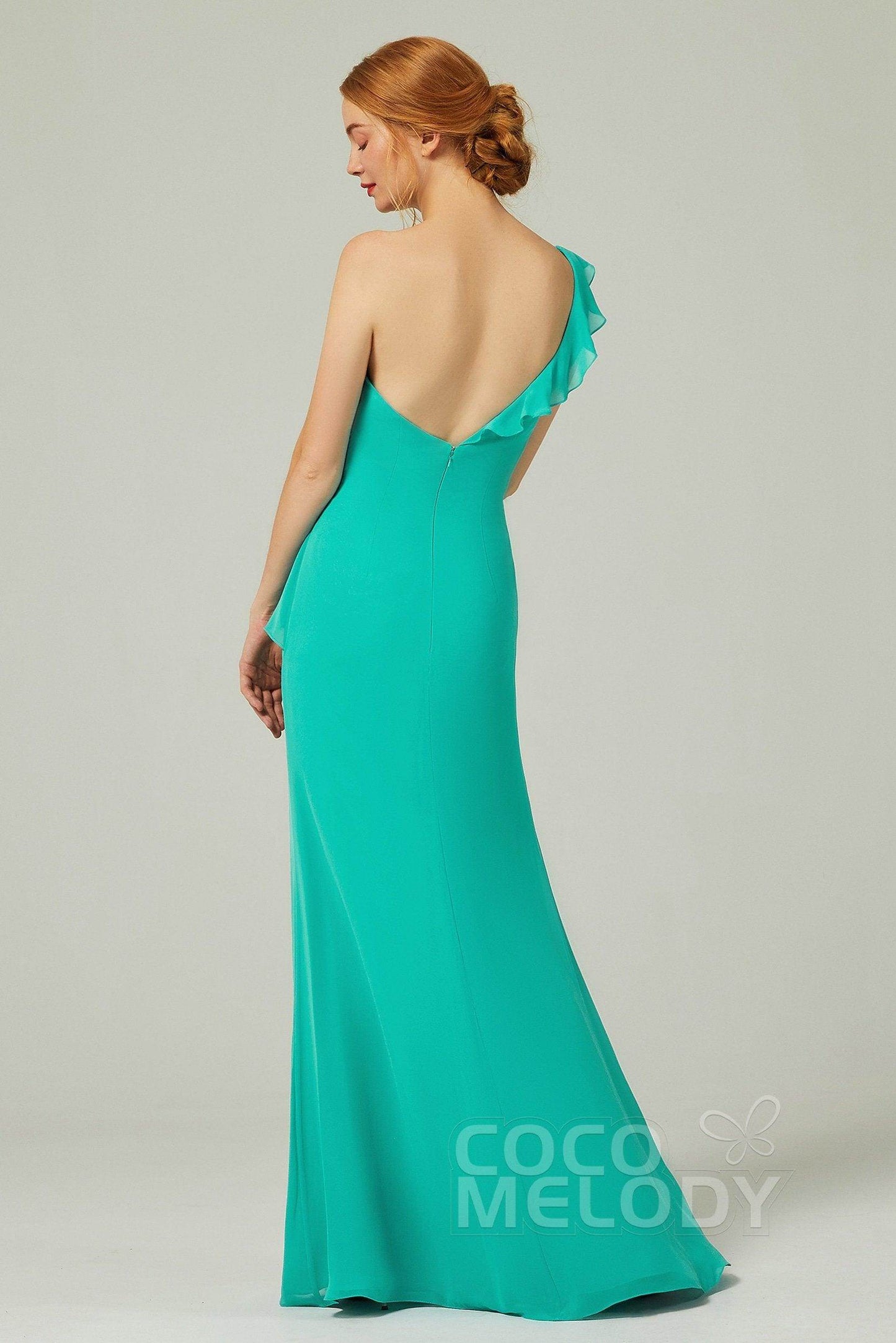 Sheath-Column Floor Length Chiffon Bridesmaid Dress CB0324 - COCOMELODY