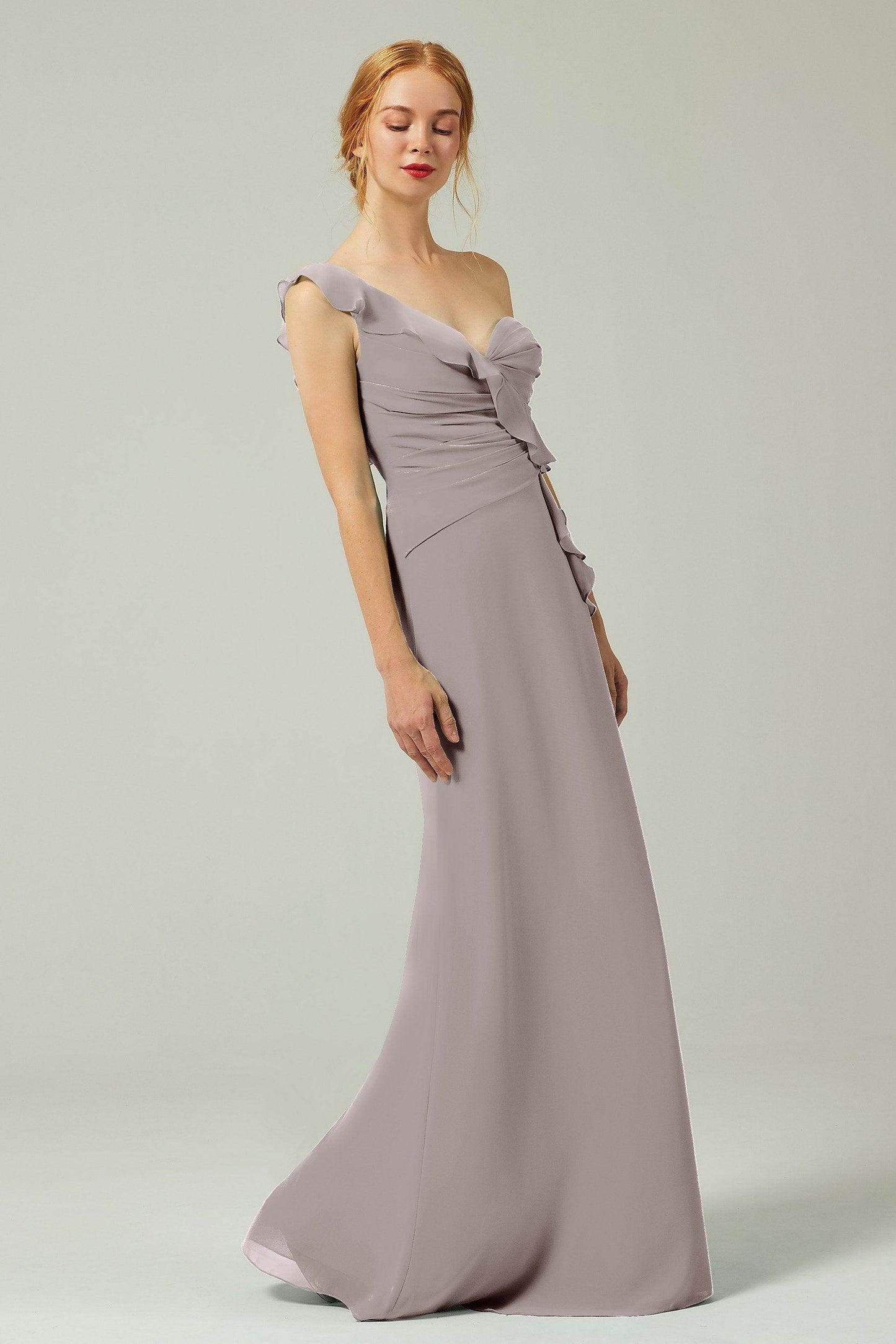 Sheath-Column Floor Length Chiffon Bridesmaid Dress CB0324 - COCOMELODY