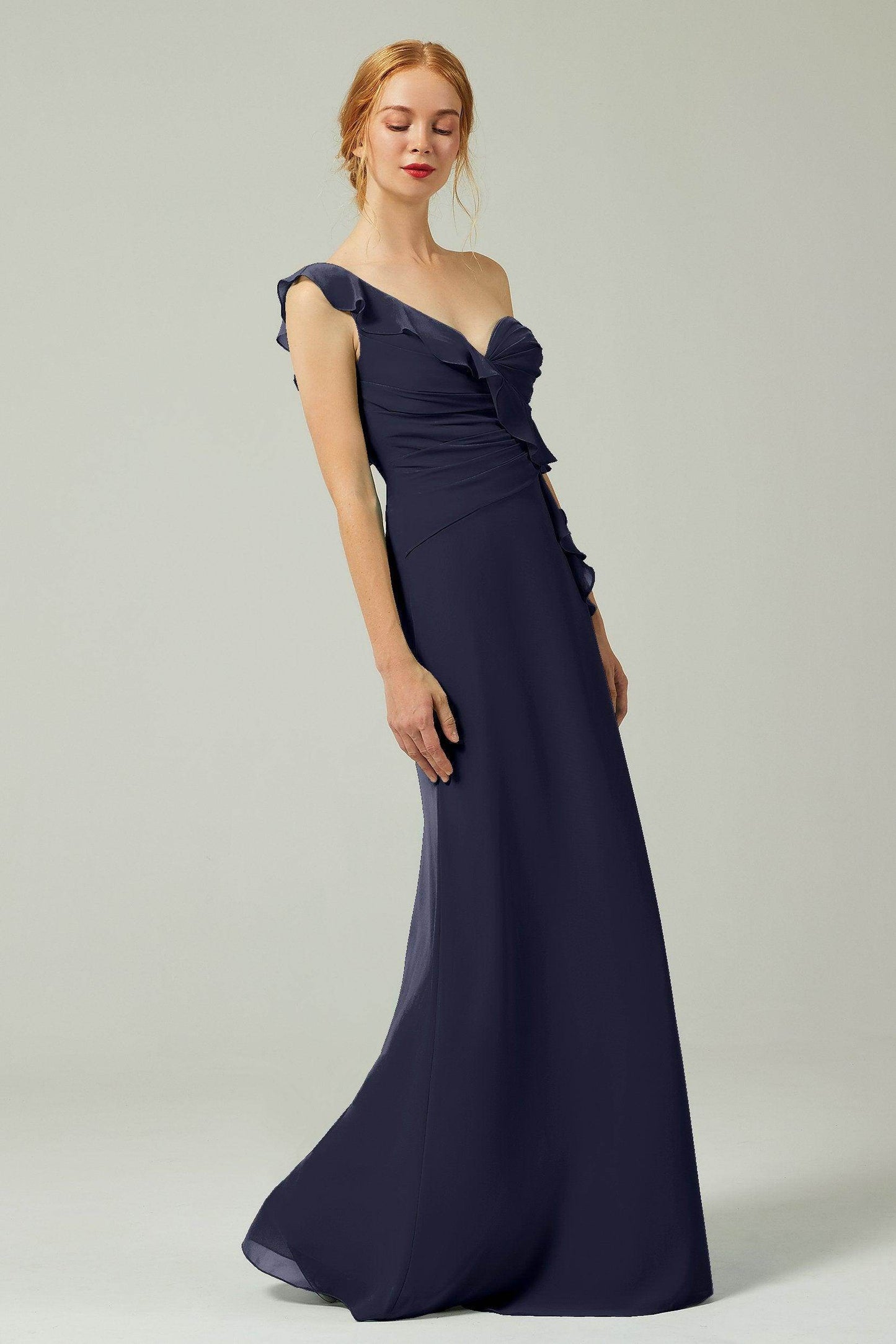 Sheath-Column Floor Length Chiffon Bridesmaid Dress CB0324 - COCOMELODY