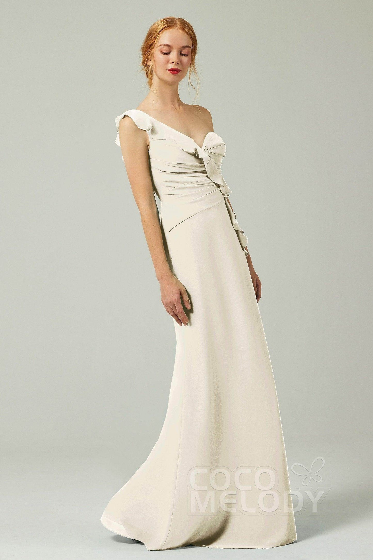 Sheath-Column Floor Length Chiffon Bridesmaid Dress CB0324 - COCOMELODY