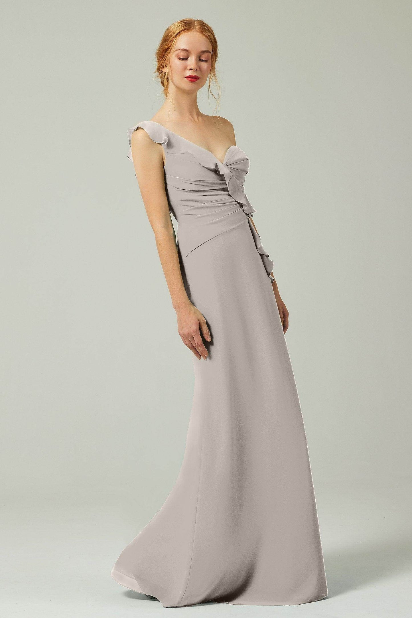 Sheath-Column Floor Length Chiffon Bridesmaid Dress CB0324 - COCOMELODY