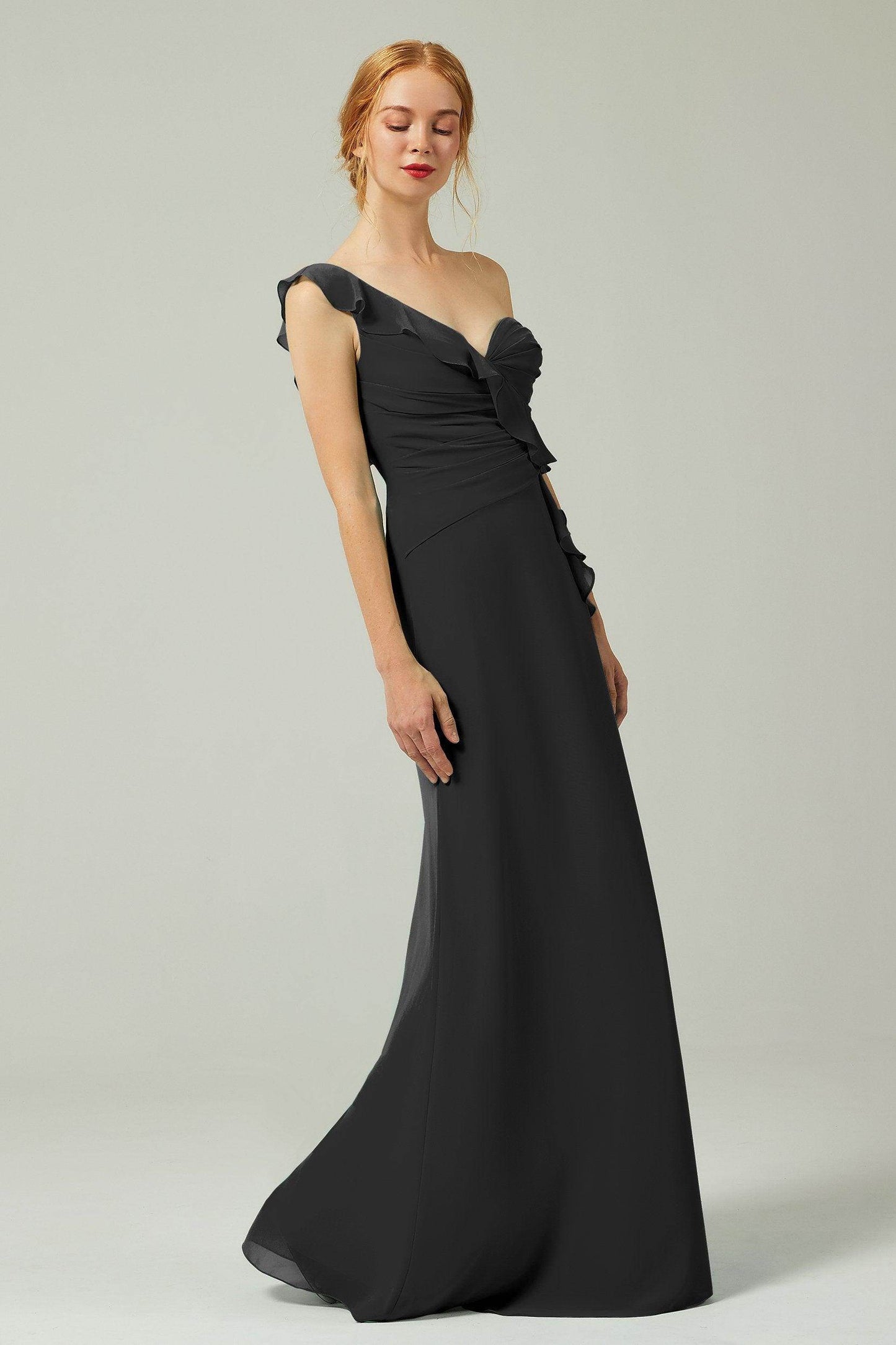 Sheath-Column Floor Length Chiffon Bridesmaid Dress CB0324 - COCOMELODY