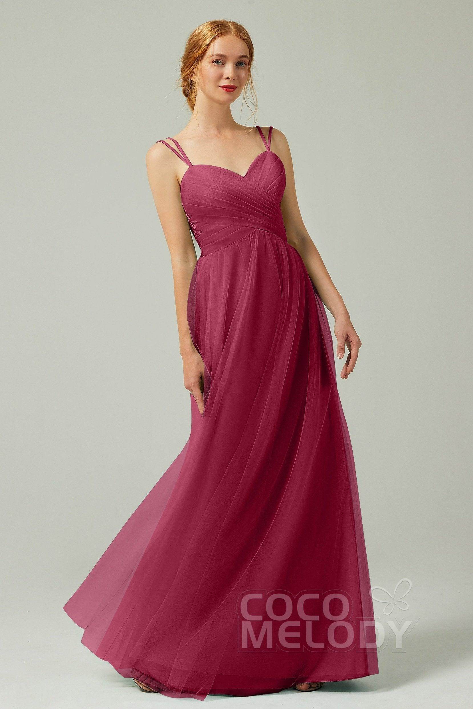 A-Line Floor Length Tulle Bridesmaid Dress CB0325 - COCOMELODY