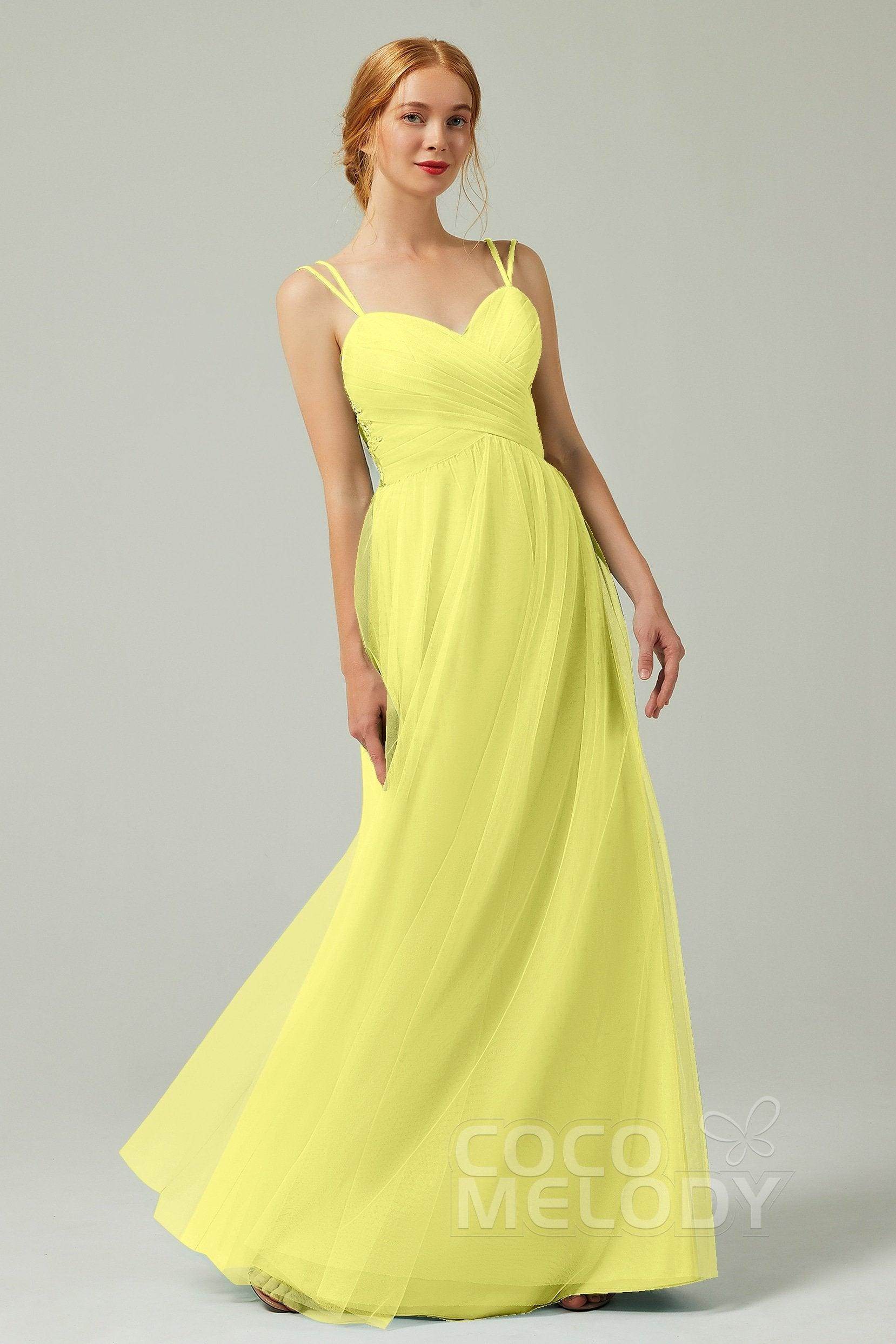 A-Line Floor Length Tulle Bridesmaid Dress CB0325 - COCOMELODY