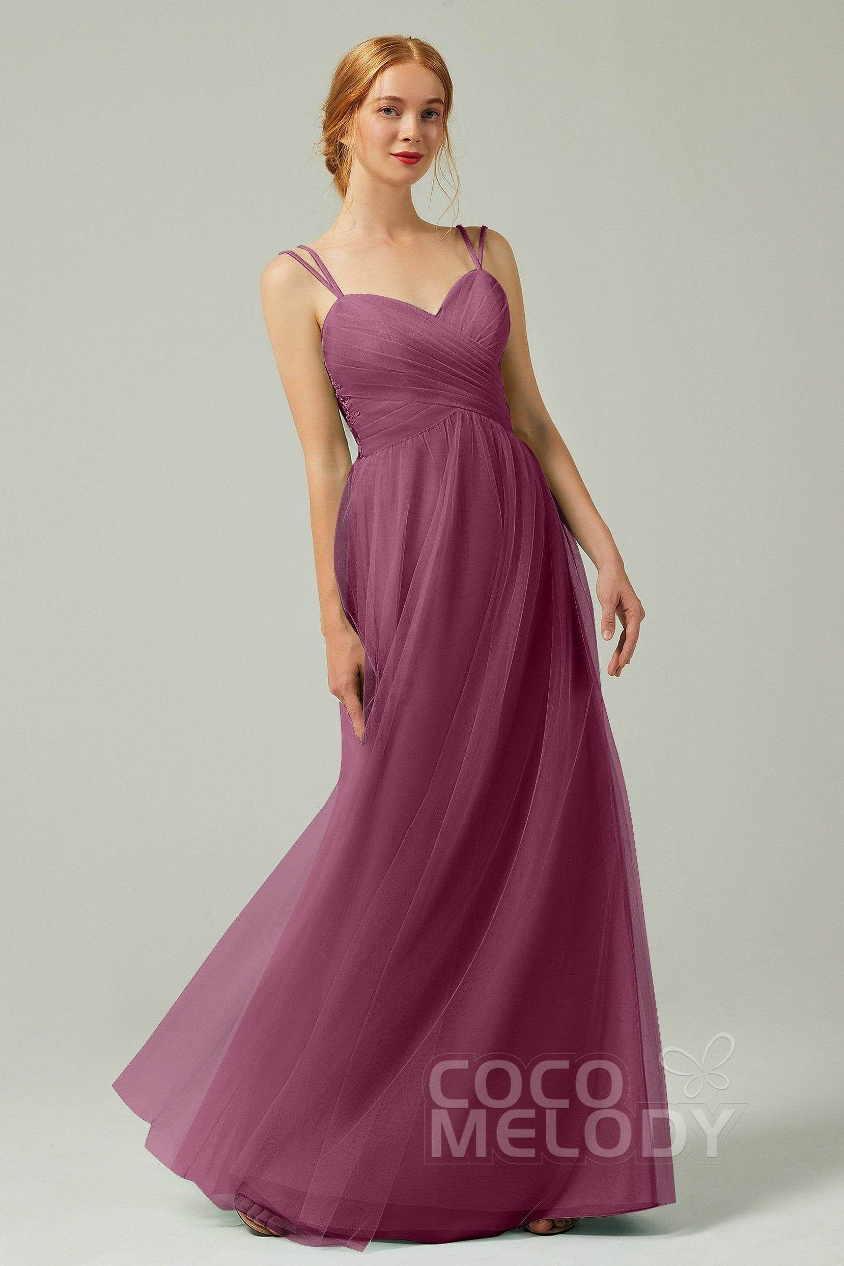A-Line Floor Length Tulle Bridesmaid Dress CB0325 - COCOMELODY