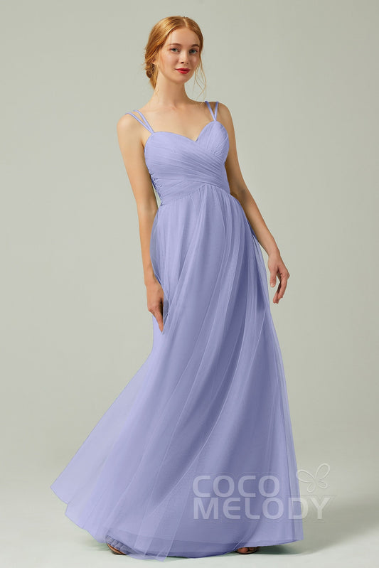 A-Line Floor Length Tulle Bridesmaid Dress CB0325