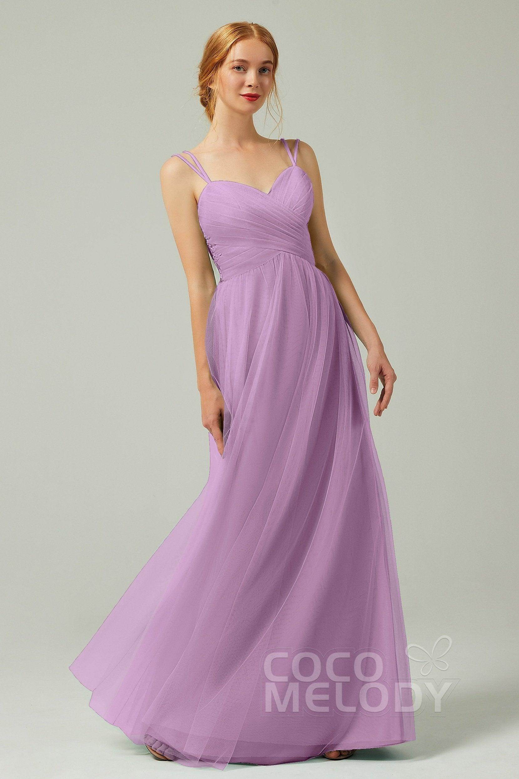 A-Line Floor Length Tulle Bridesmaid Dress CB0325 - COCOMELODY