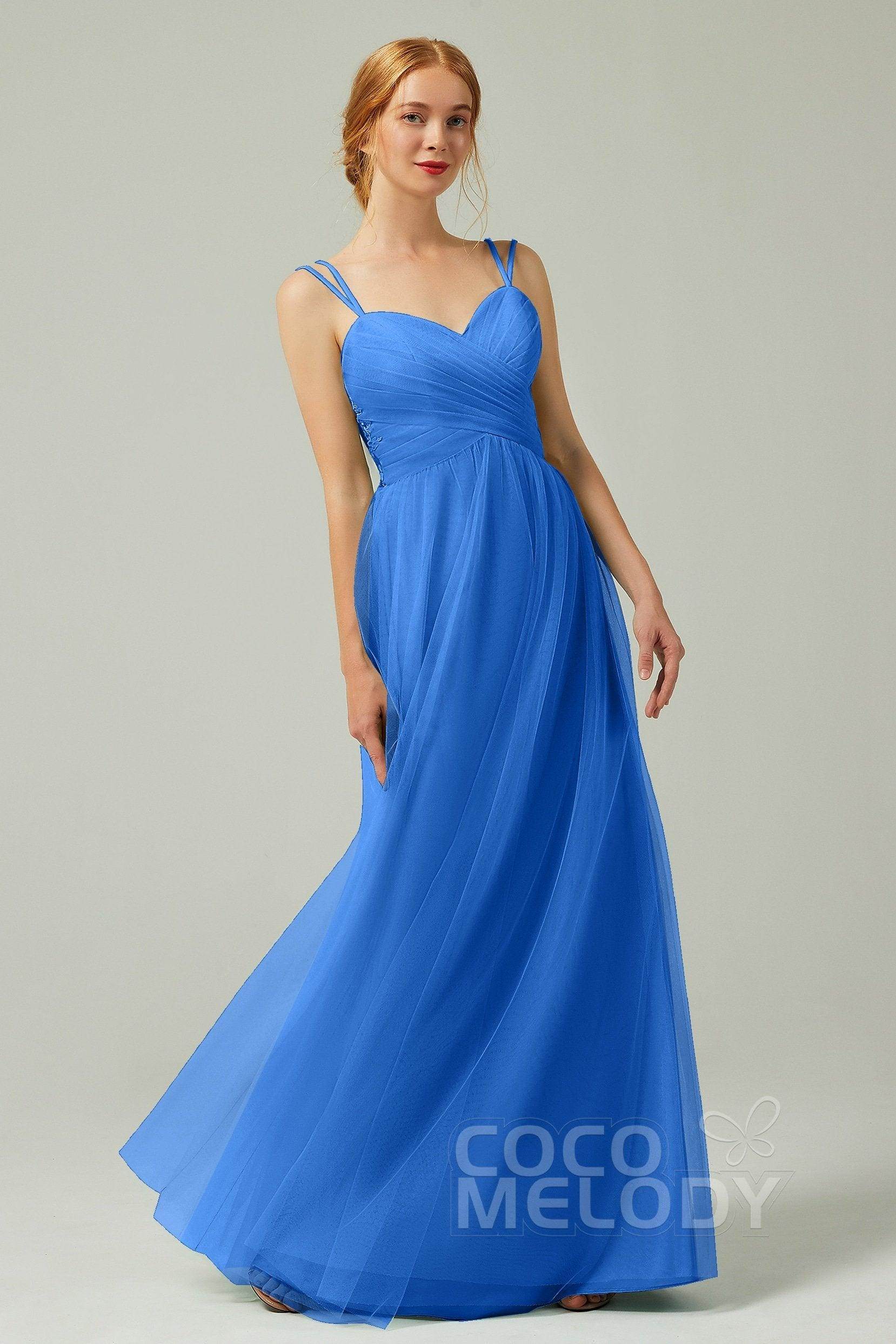 A-Line Floor Length Tulle Bridesmaid Dress CB0325 - COCOMELODY
