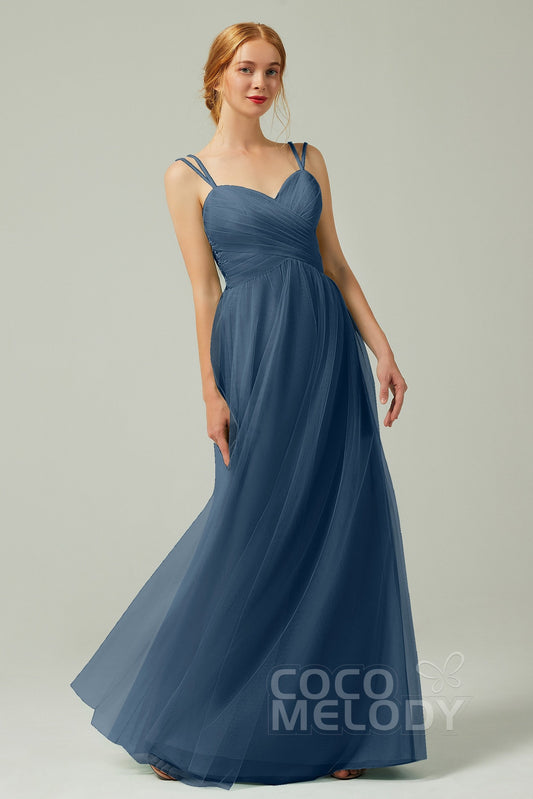 A-Line Floor Length Tulle Bridesmaid Dress CB0325