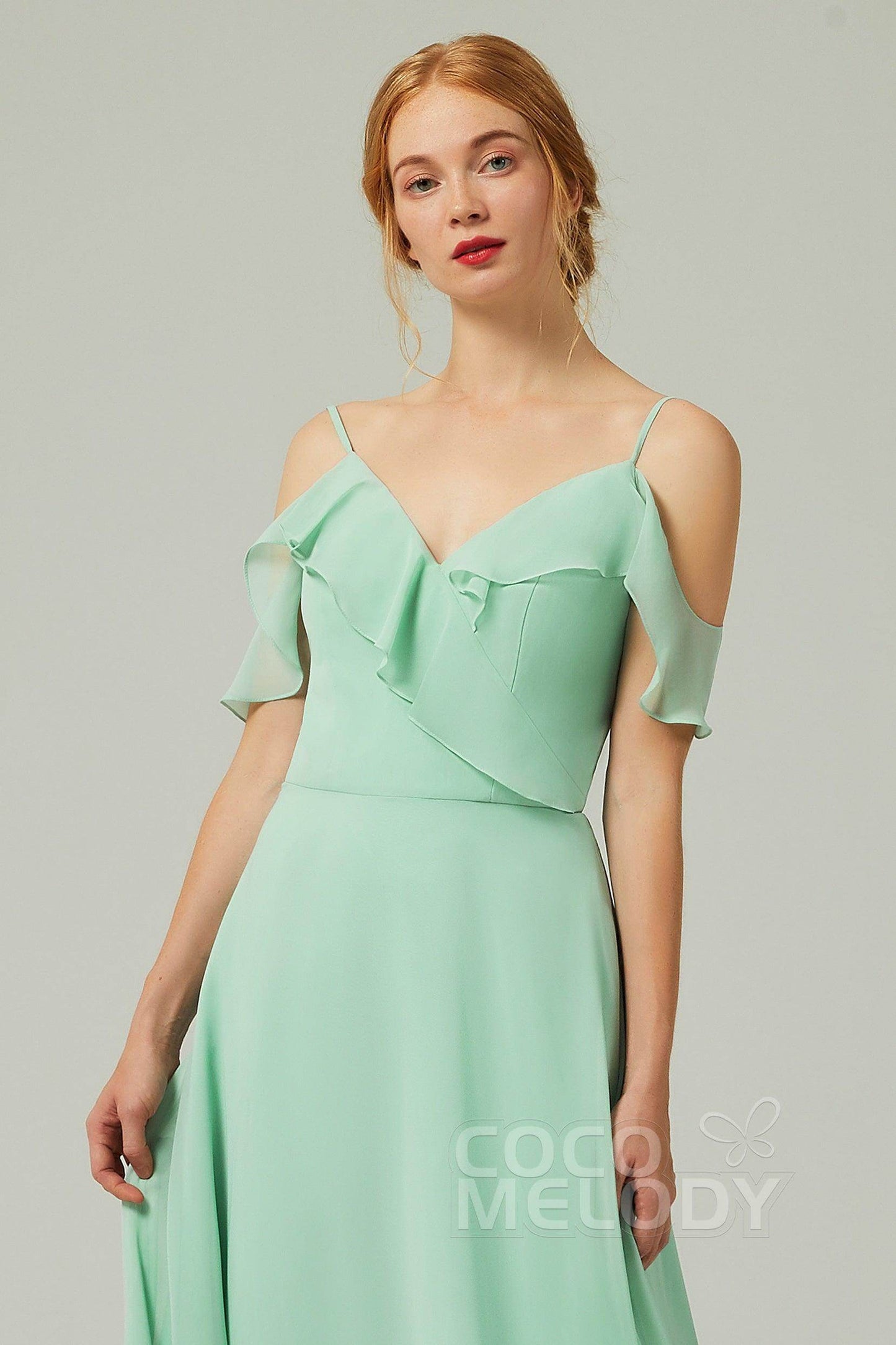 A-Line Floor Length Chiffon Bridesmaid Dress CB0326 - COCOMELODY
