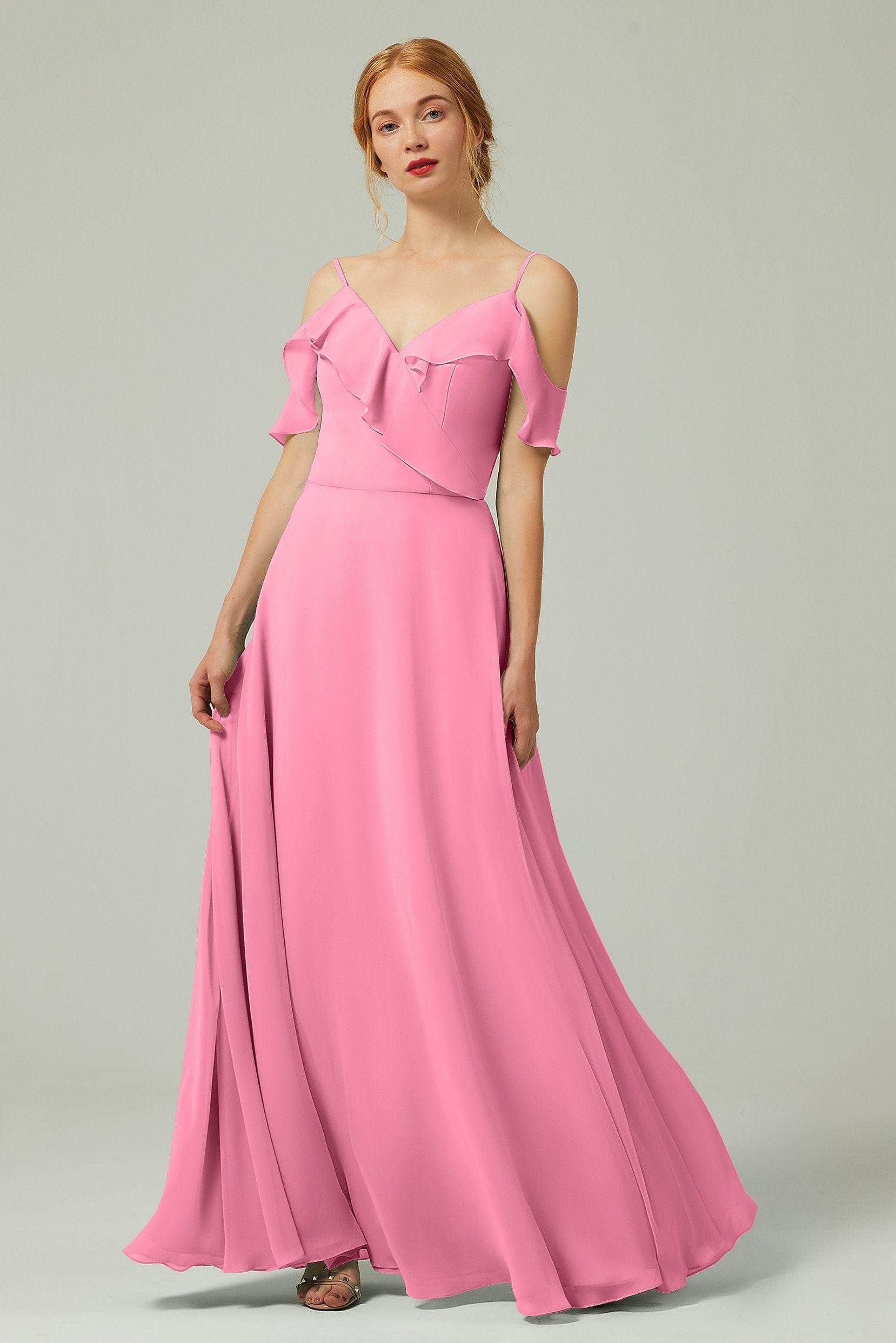 A-Line Floor Length Chiffon Bridesmaid Dress CB0326 - COCOMELODY