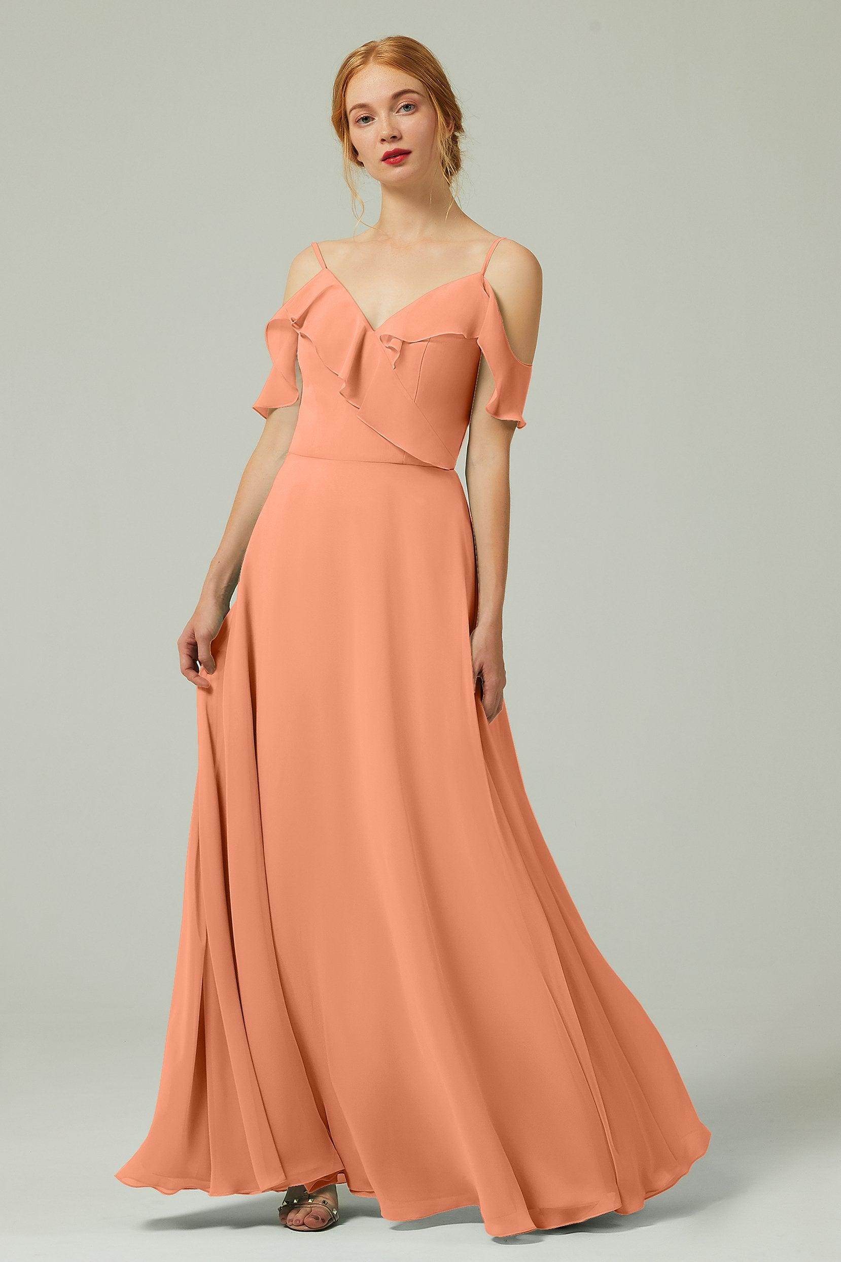 A-Line Floor Length Chiffon Bridesmaid Dress CB0326 - COCOMELODY