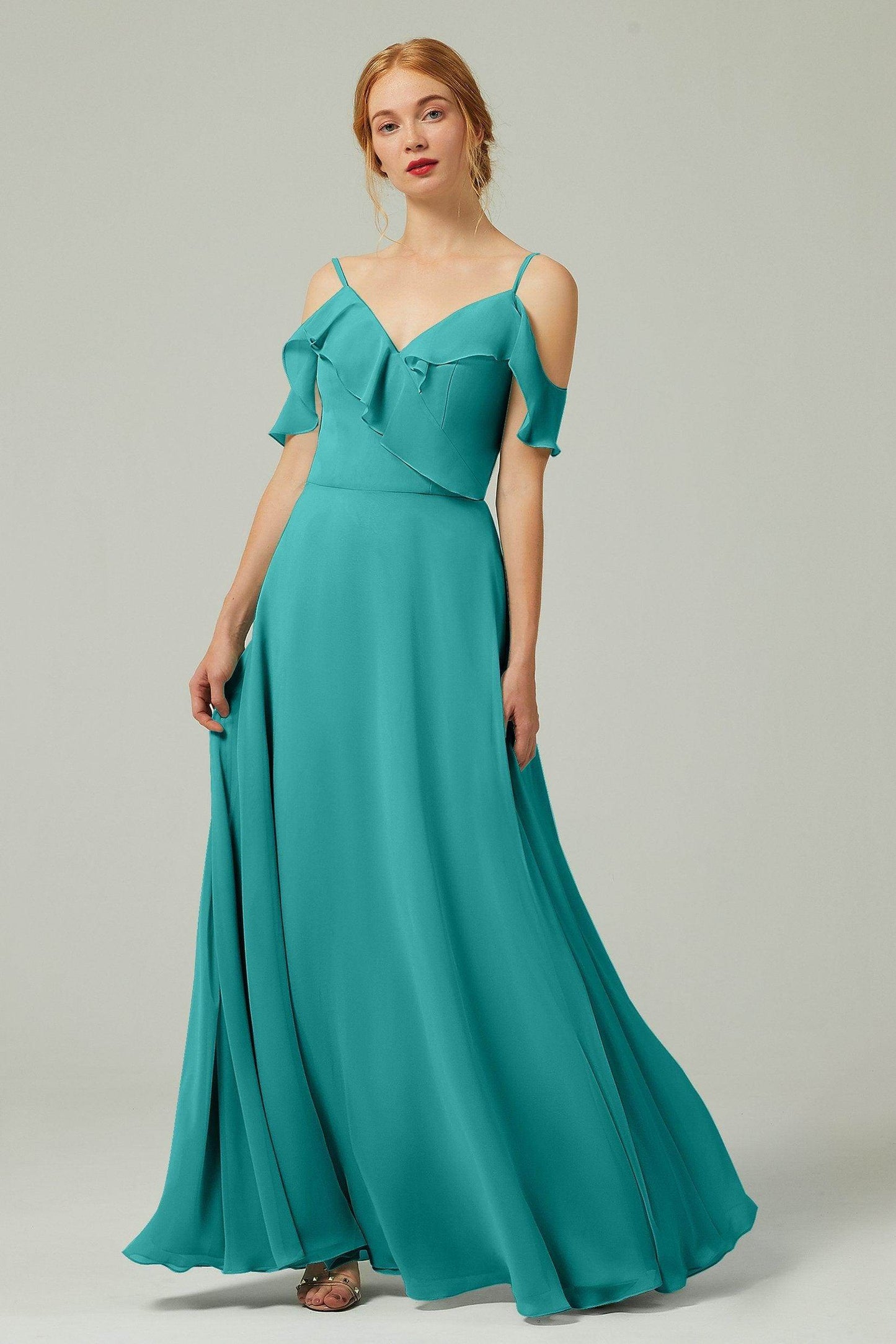 A-Line Floor Length Chiffon Bridesmaid Dress CB0326 - COCOMELODY