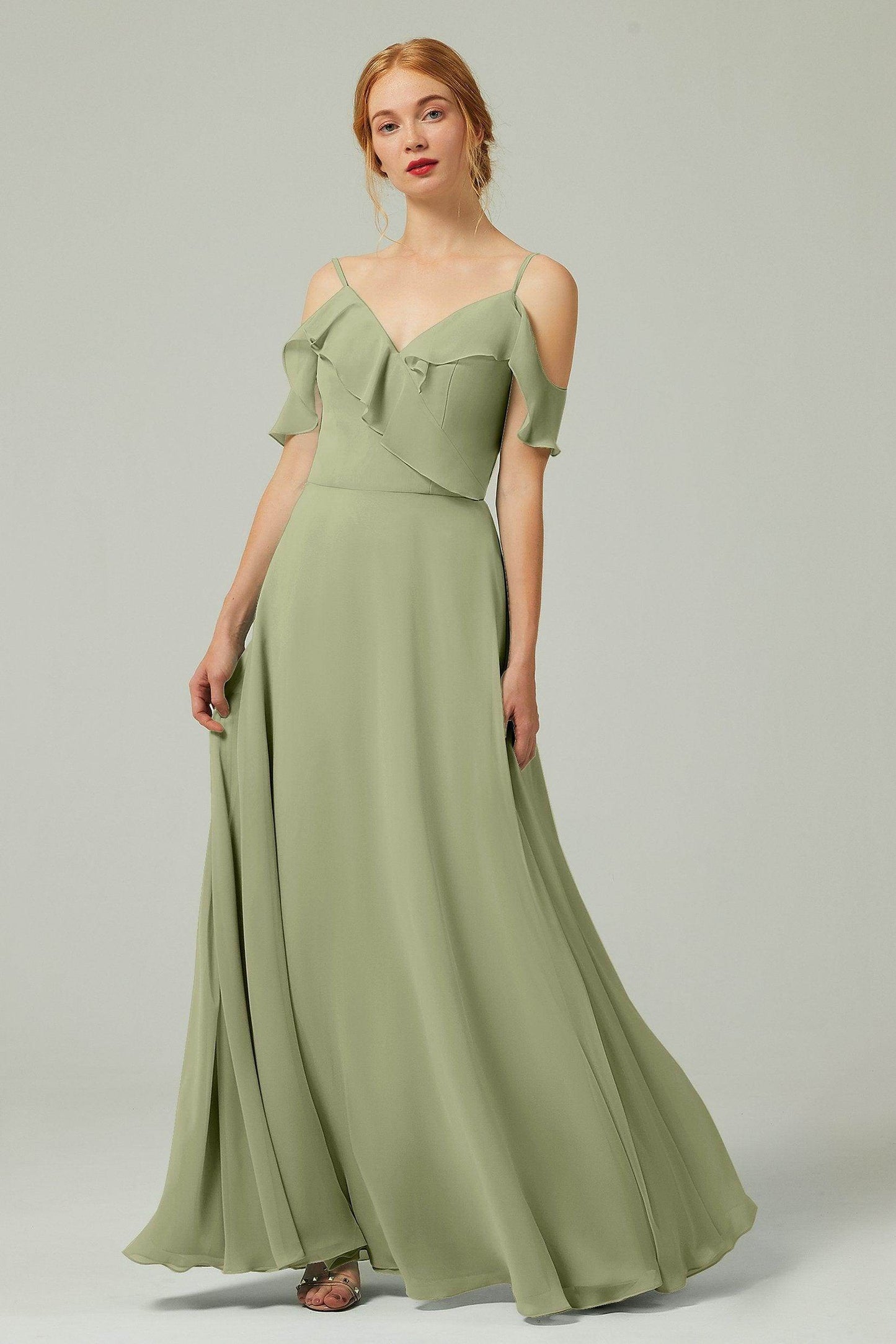 A-Line Floor Length Chiffon Bridesmaid Dress CB0326 - COCOMELODY