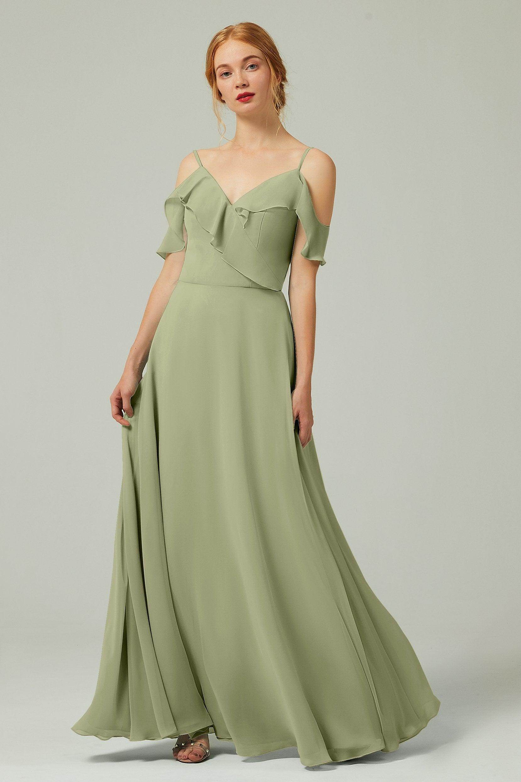 A-Line Floor Length Chiffon Bridesmaid Dress CB0326 - COCOMELODY