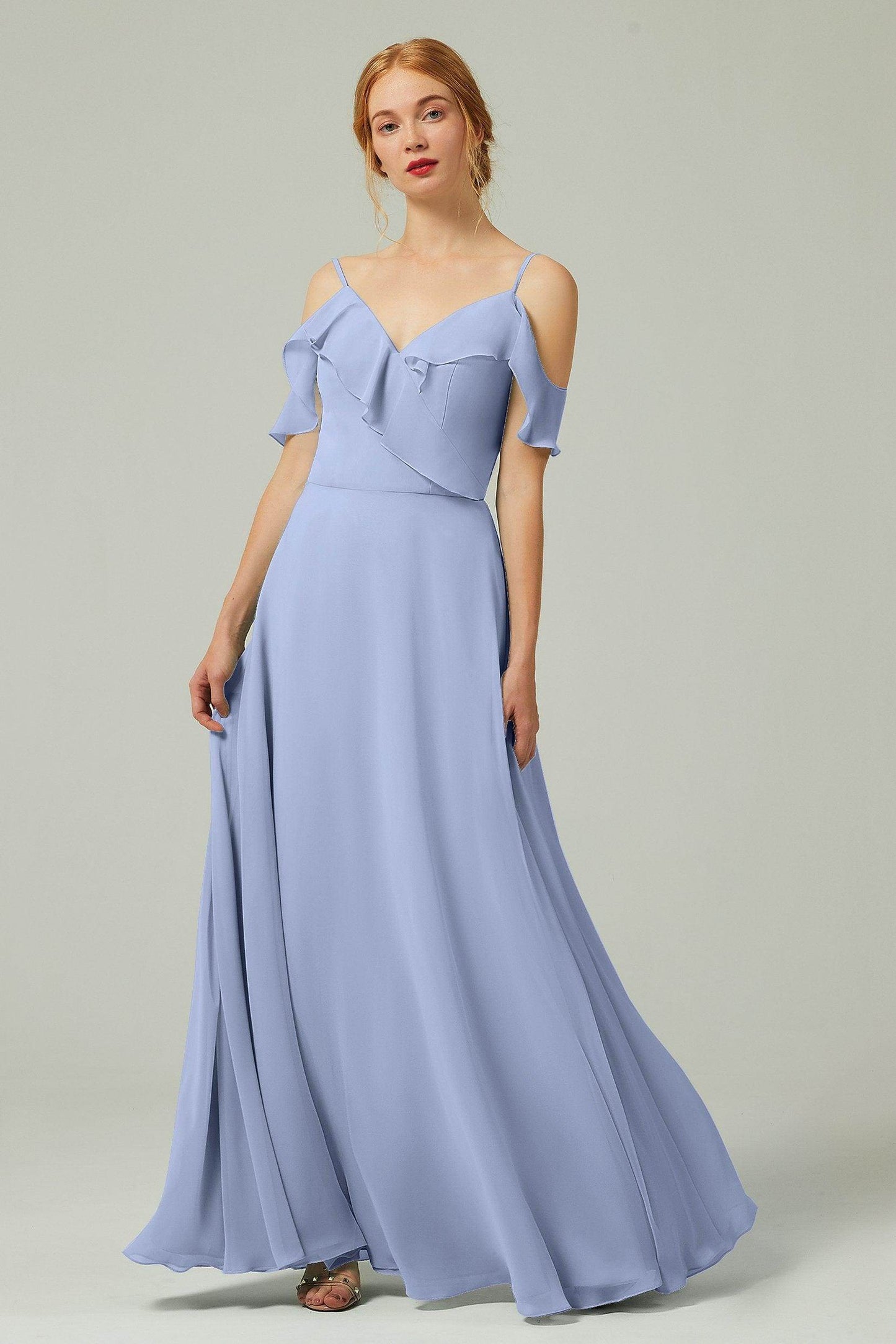 A-Line Floor Length Chiffon Bridesmaid Dress CB0326 - COCOMELODY