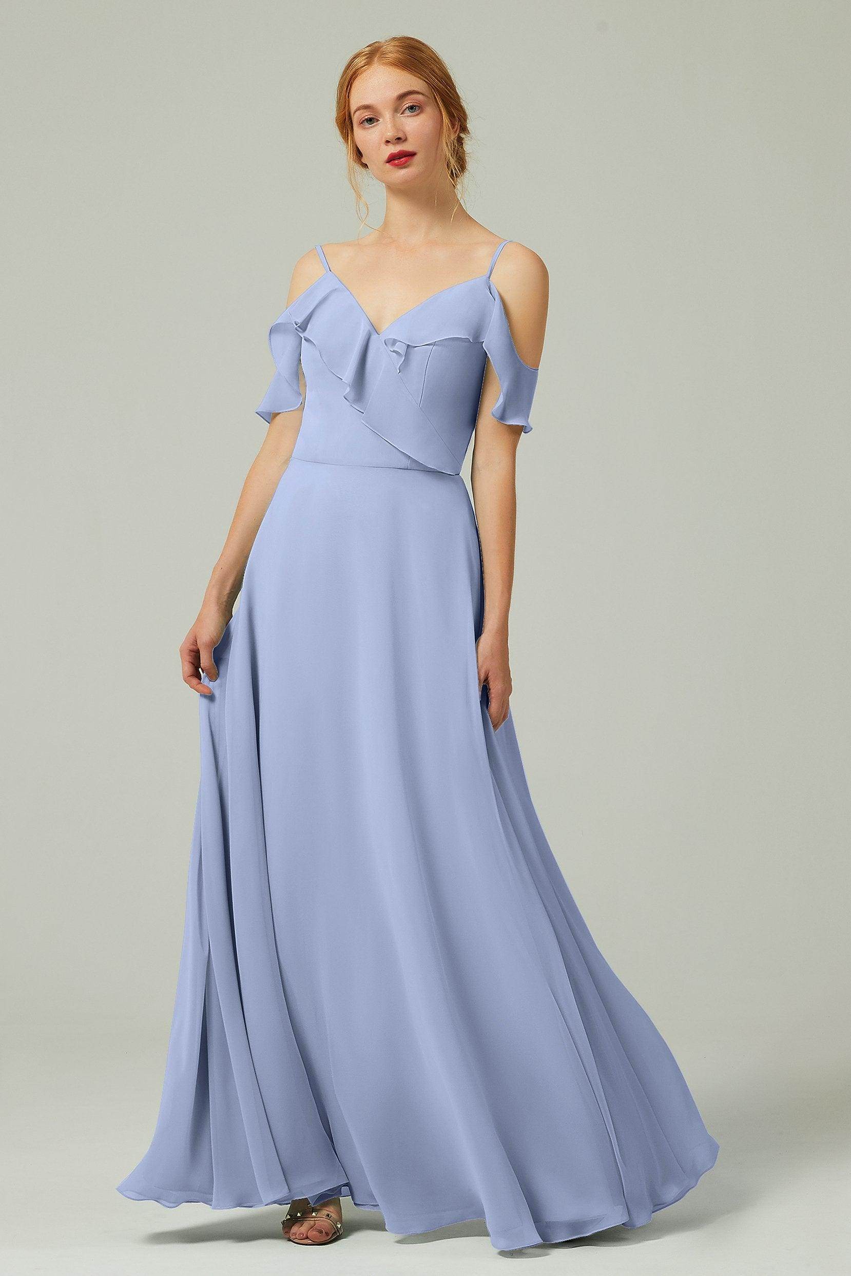 A-Line Floor Length Chiffon Bridesmaid Dress CB0326 - COCOMELODY