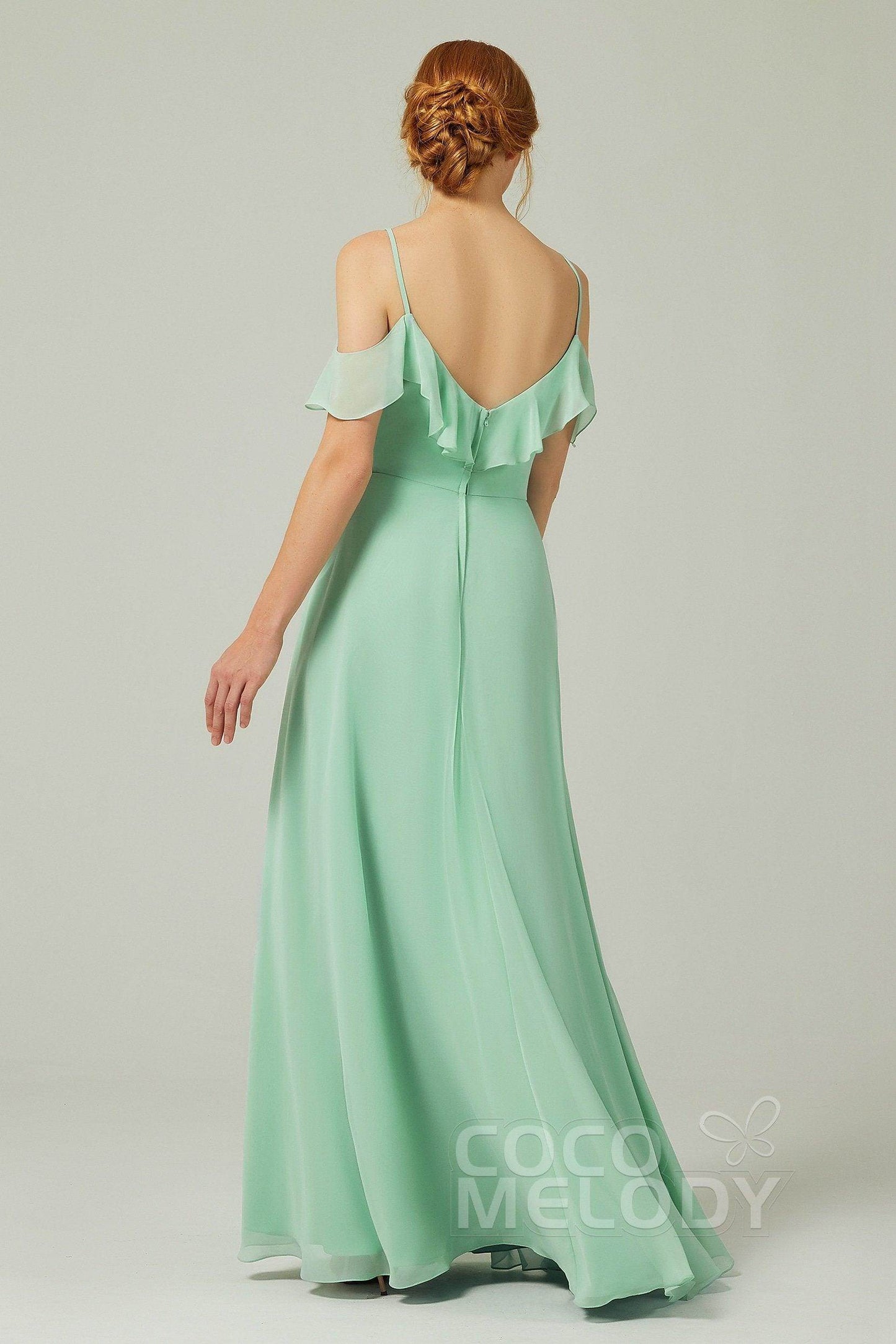 A-Line Floor Length Chiffon Bridesmaid Dress CB0326 - COCOMELODY