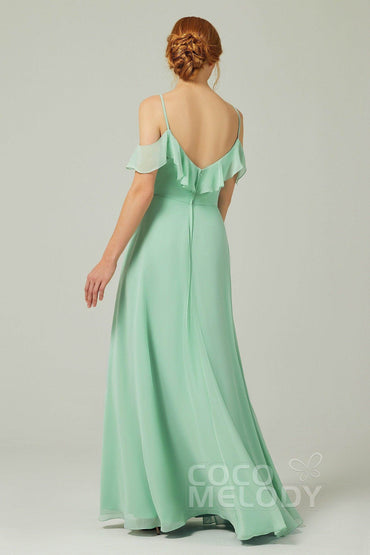 A-Line Floor Length Chiffon Bridesmaid Dress CB0326 - COCOMELODY
