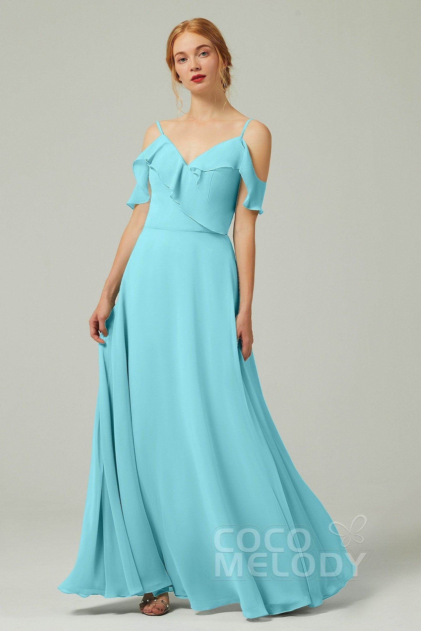 A-Line Floor Length Chiffon Bridesmaid Dress CB0326 - COCOMELODY