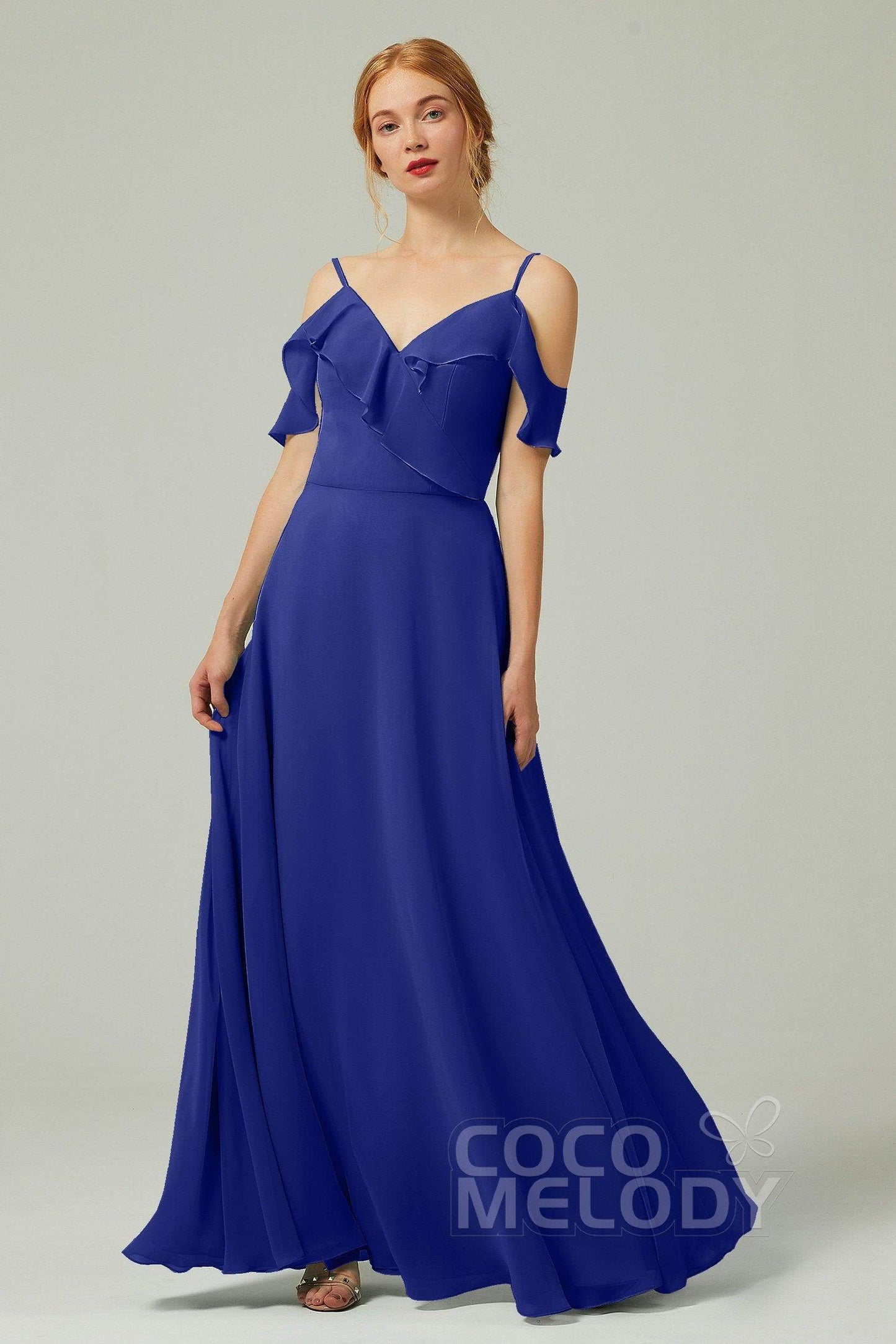 A-Line Floor Length Chiffon Bridesmaid Dress CB0326 - COCOMELODY