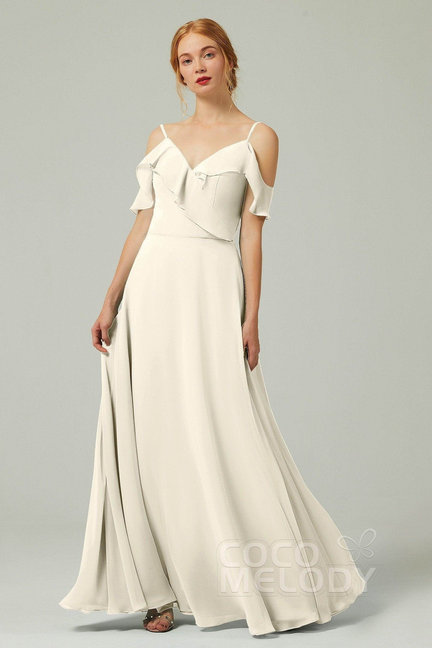 A-Line Floor Length Chiffon Bridesmaid Dress CB0326 - COCOMELODY